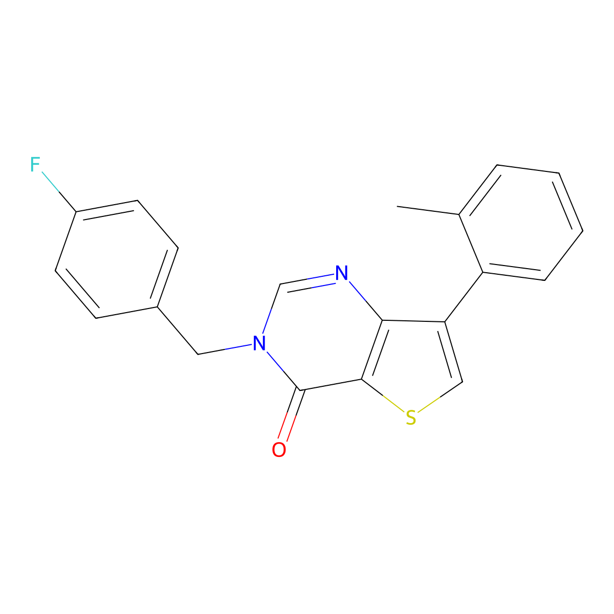 3-(4-fluorobenzyl)-7-(2-methylphenyl)thieno[3,2-d]pyrimidin-4(3H)-one molecular structure, CAS 1207005-39-7