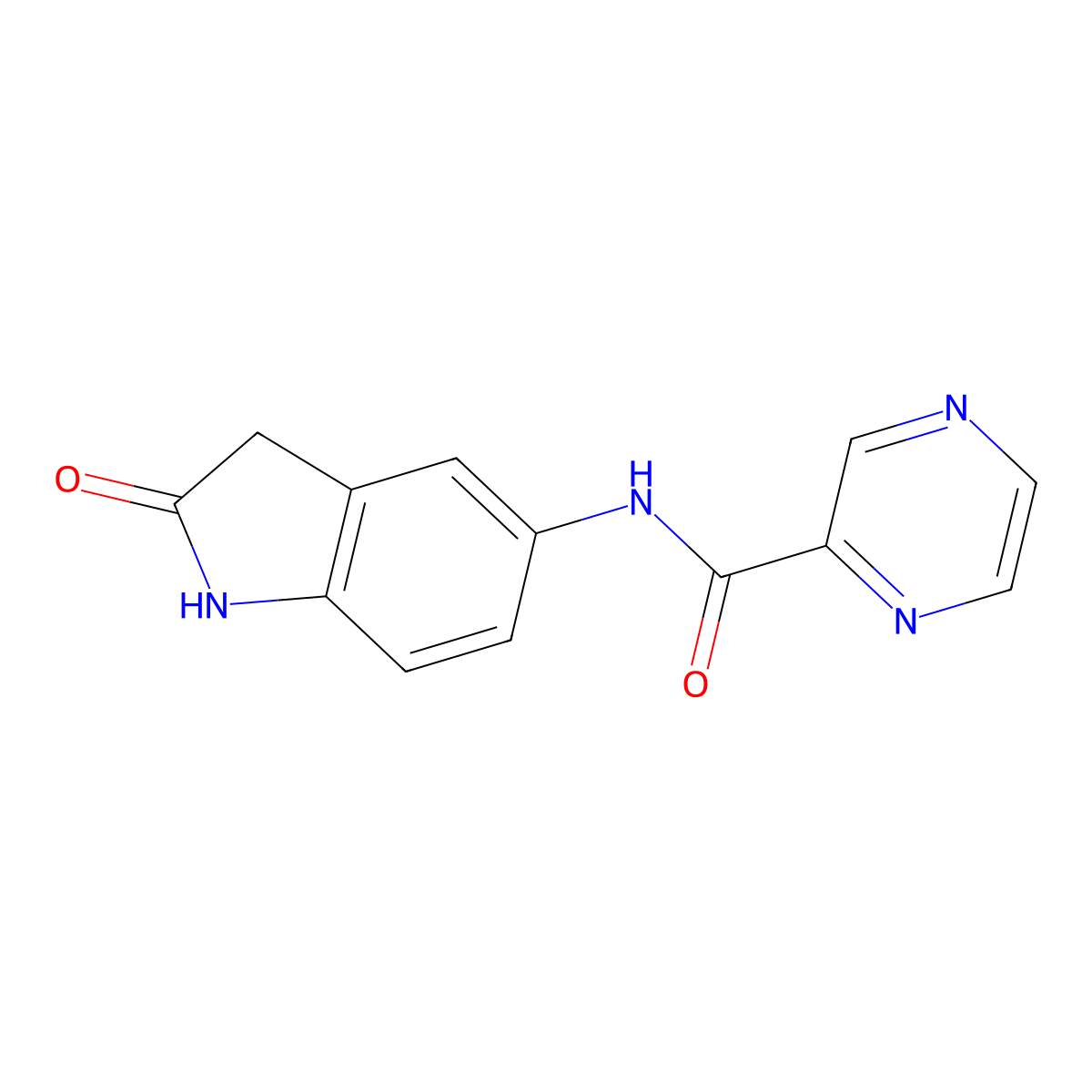 N-(2-oxo-2,3-dihydro-1H-indol-5-yl)pyrazine-2-carboxamide molecular structure, CAS 1207005-42-2