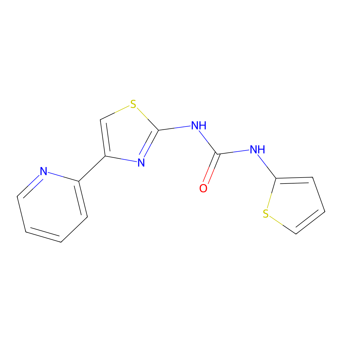 1-(4-(Pyridin-2-yl)thiazol-2-yl)-3-(thiophen-2-yl)urea molecular structure, CAS 1207005-43-3