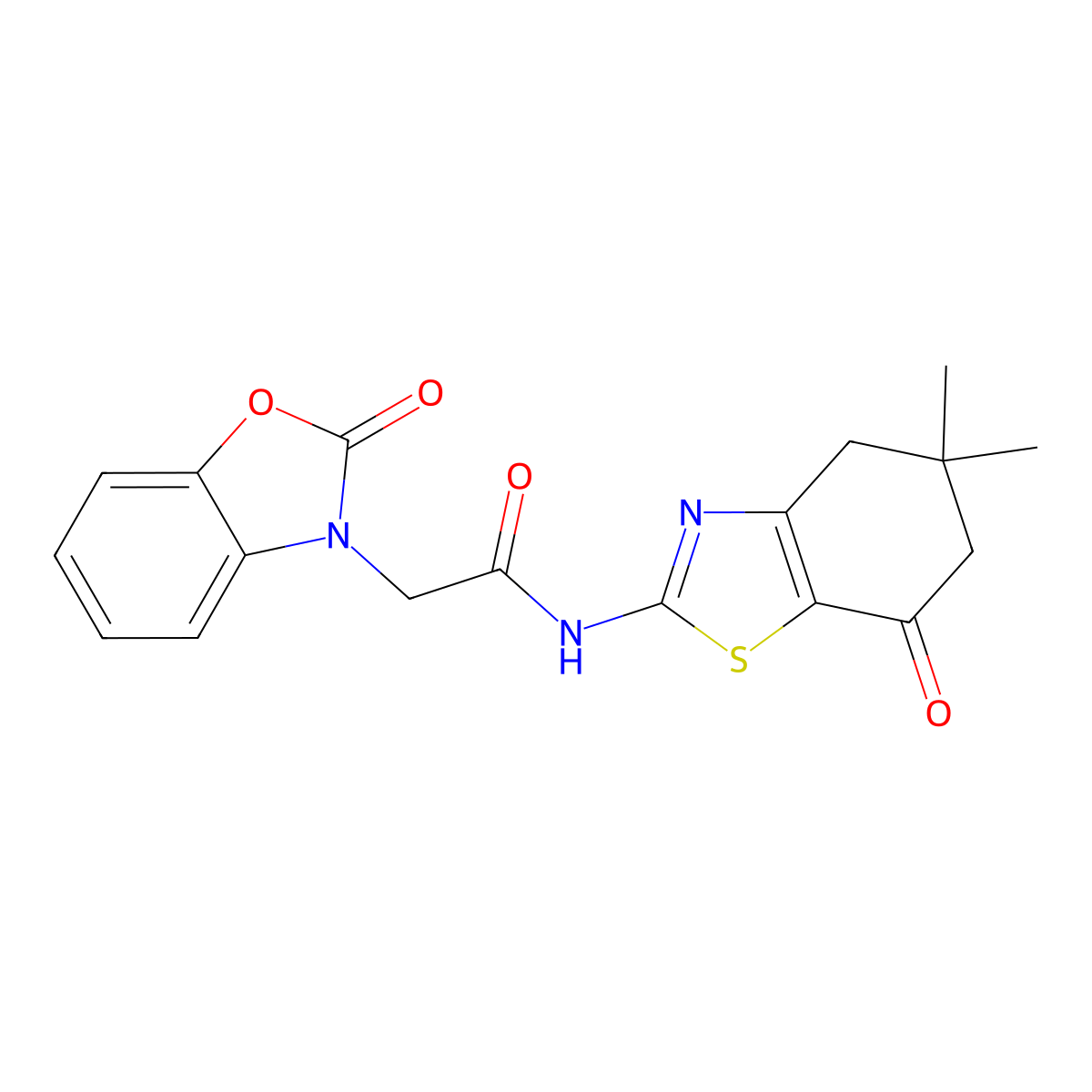N-(5,5-dimethyl-7-oxo-4,5,6,7-tetrahydrobenzo[d]thiazol-2-yl)-2-(2-oxobenzo[d]oxazol-3(2H)-yl)acetamide molecular structure, CAS 1207005-46-6