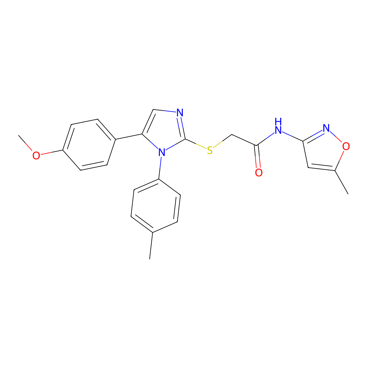 2-((5-(4-methoxyphenyl)-1-(p-tolyl)-1H-imidazol-2-yl)thio)-N-(5-methylisoxazol-3-yl)acetamide molecular structure, CAS 1207005-48-8