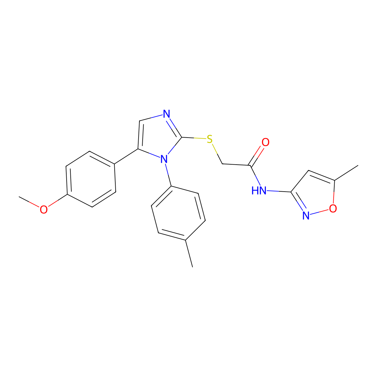 2-((5-(4-methoxyphenyl)-1-(p-tolyl)-1H-imidazol-2-yl)thio)-N-(5-methylisoxazol-3-yl)acetamide molecular structure, CAS 1207005-48-8