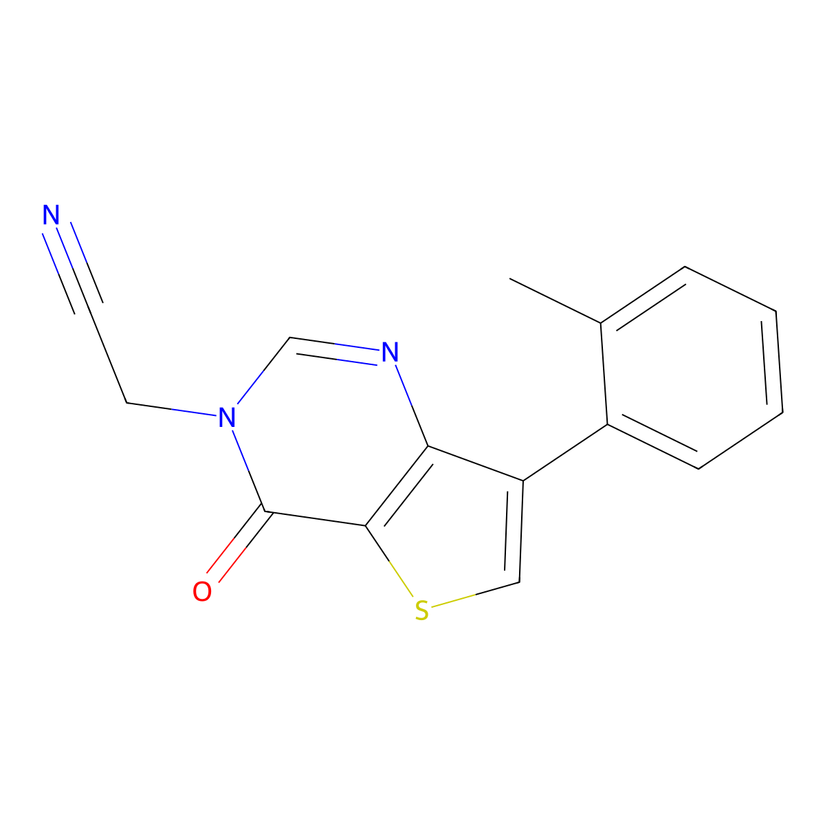 [7-(2-methylphenyl)-4-oxothieno[3,2-d]pyrimidin-3(4H)-yl]acetonitrile molecular structure, CAS 1207005-51-3