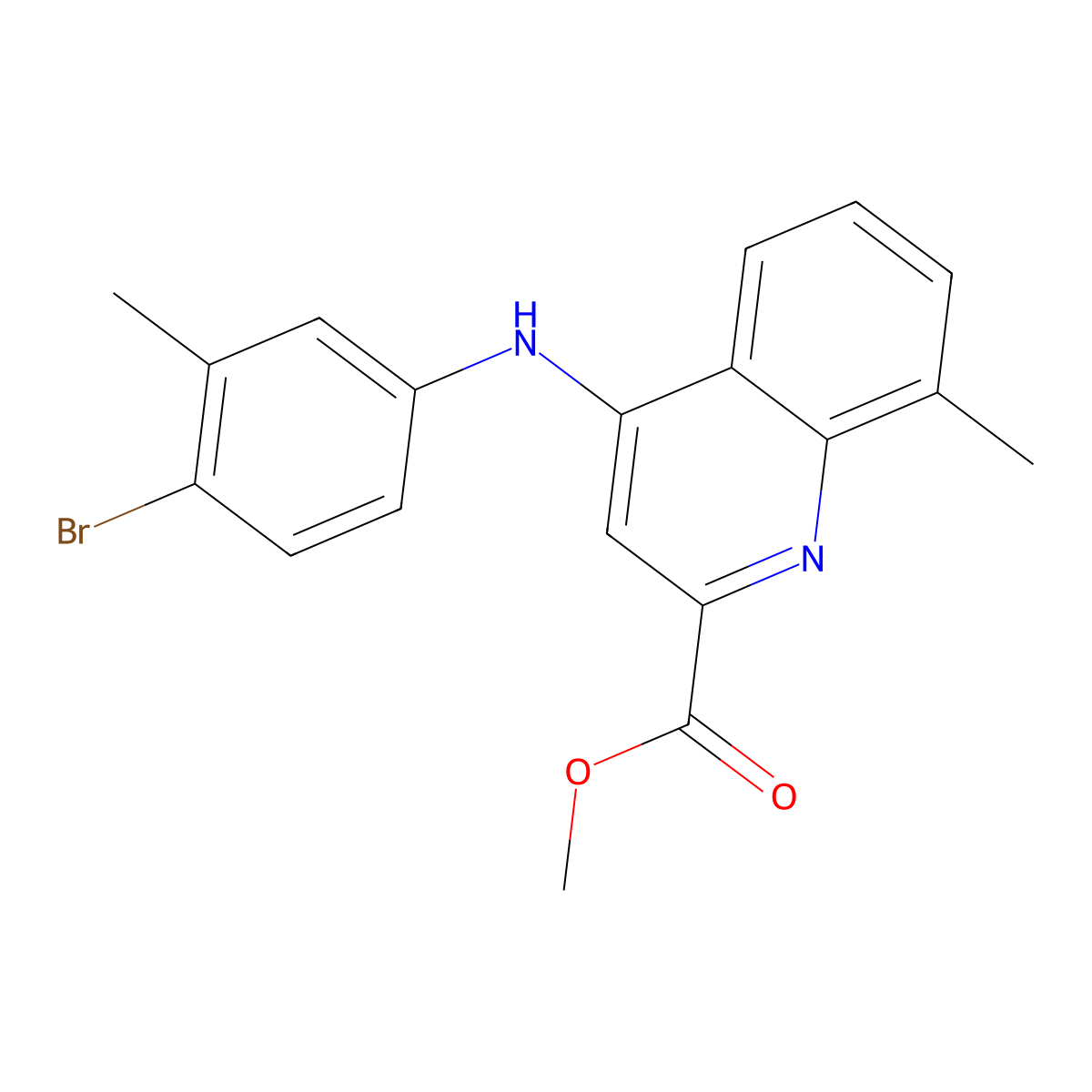 Methyl 4-[(4-bromo-3-methylphenyl)amino]-8-methylquinoline-2-carboxylate molecular structure, CAS 1207005-52-4