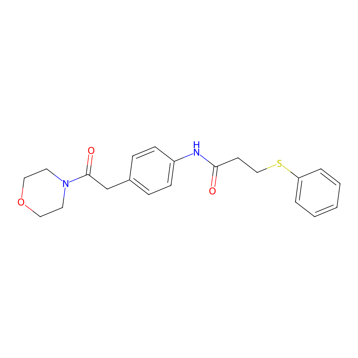 N-(4-(2-morpholino-2-oxoethyl)phenyl)-3-(phenylthio)propanamide molecular structure, CAS 1207005-53-5