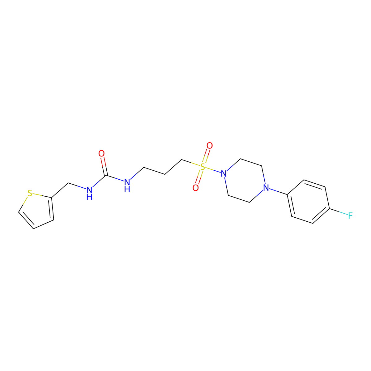 1-(3-((4-(4-Fluorophenyl)piperazin-1-yl)sulfonyl)propyl)-3-(thiophen-2-ylmethyl)urea molecular structure, CAS 1207005-54-6