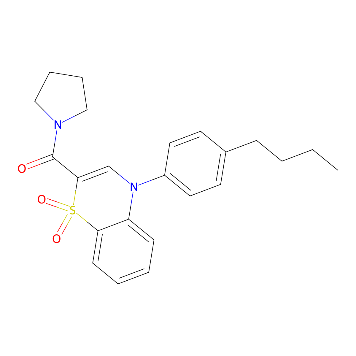 4-(4-butylphenyl)-2-(pyrrolidine-1-carbonyl)-4H-1lambda6,4-benzothiazine-1,1-dione molecular structure, CAS 1207005-56-8