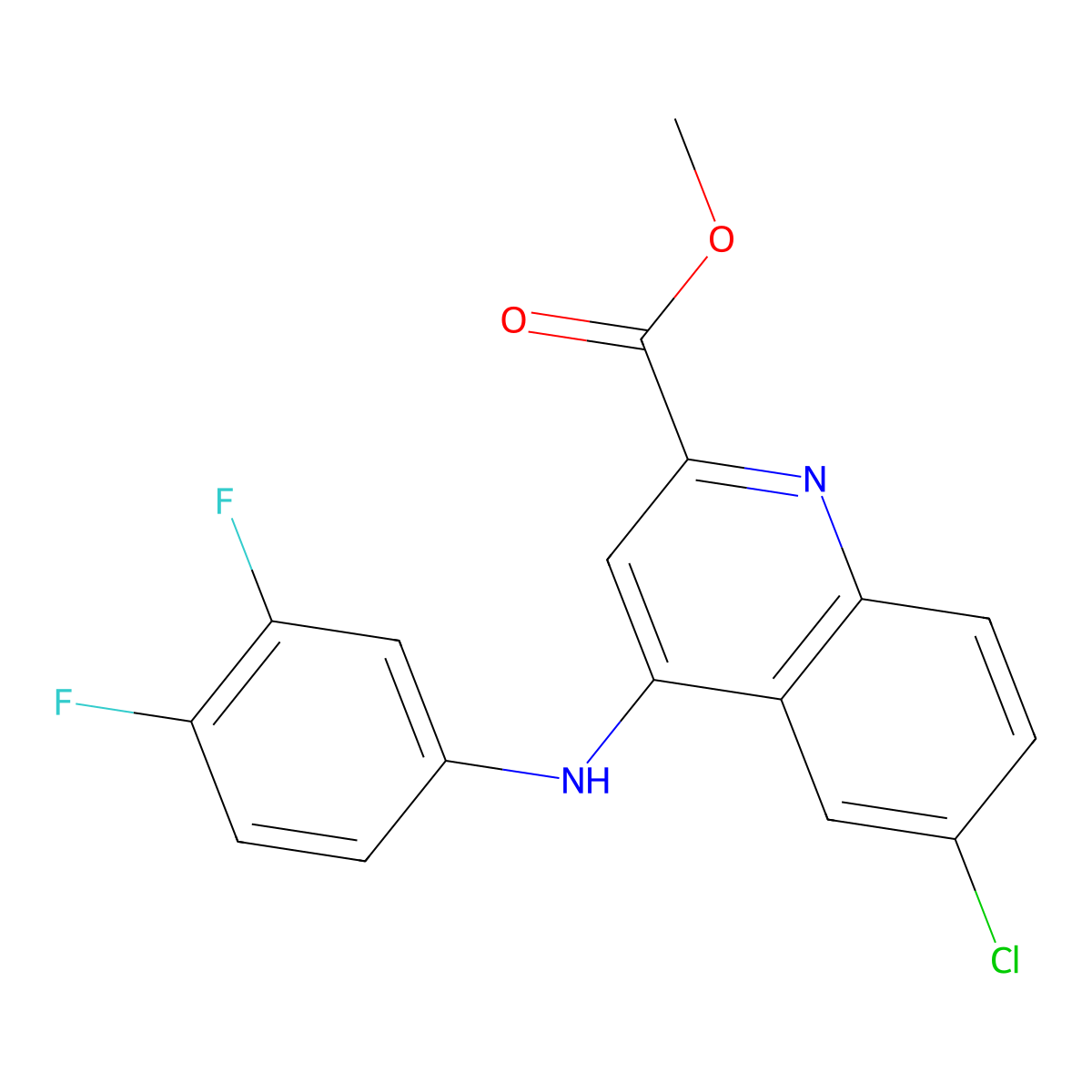 Methyl 6-chloro-4-[(3,4-difluorophenyl)amino]quinoline-2-carboxylate molecular structure, CAS 1207005-66-0