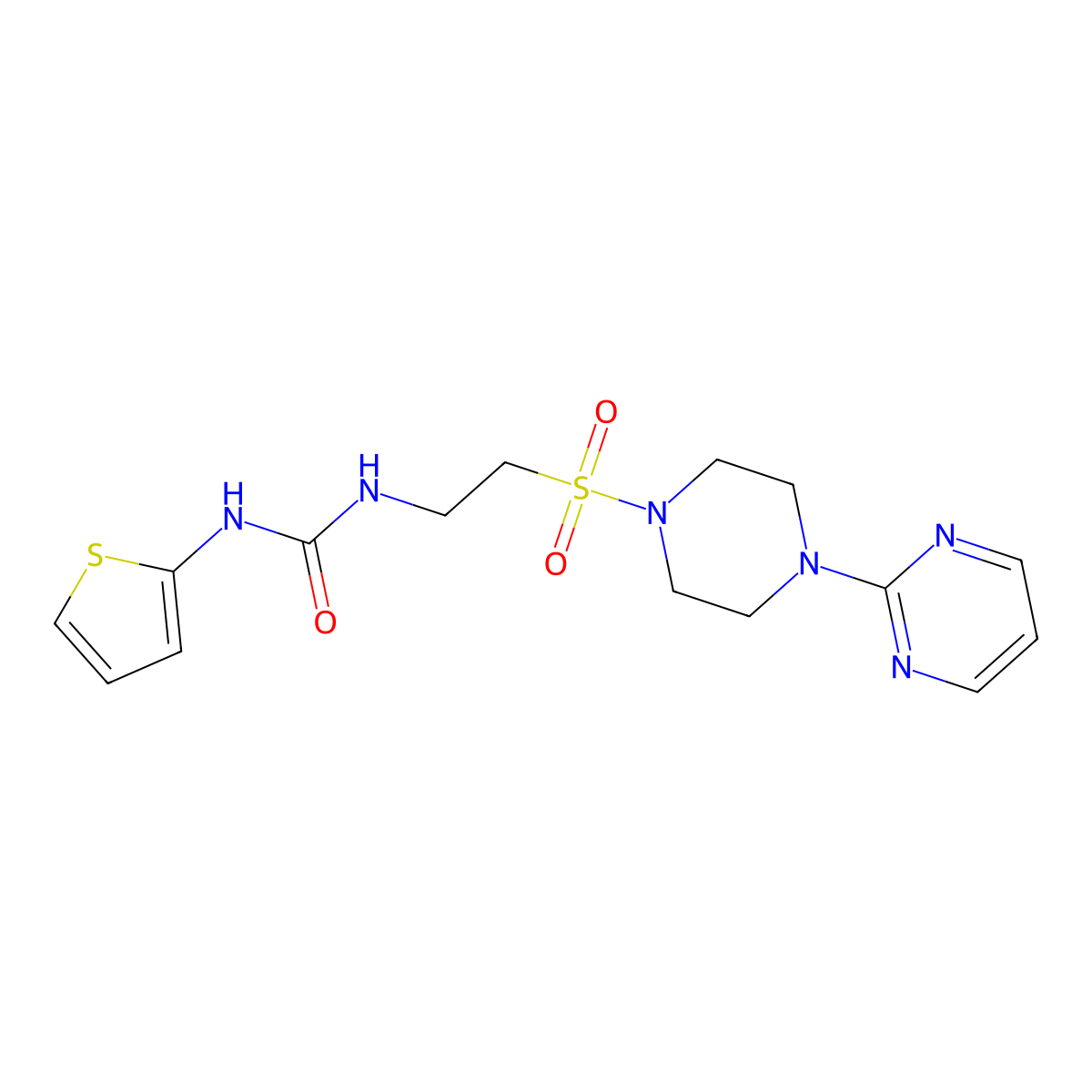 1-(2-((4-(Pyrimidin-2-yl)piperazin-1-yl)sulfonyl)ethyl)-3-(thiophen-2-yl)urea molecular structure, CAS 1207005-68-2