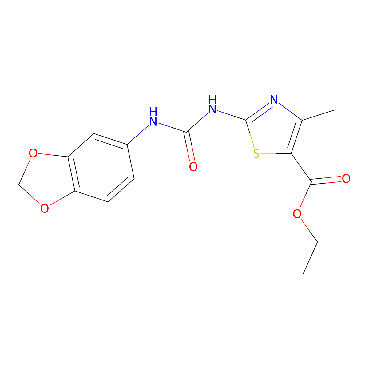 Ethyl 2-(3-(benzo[d][1,3]dioxol-5-yl)ureido)-4-methylthiazole-5-carboxylate molecular structure, CAS 1207005-77-3