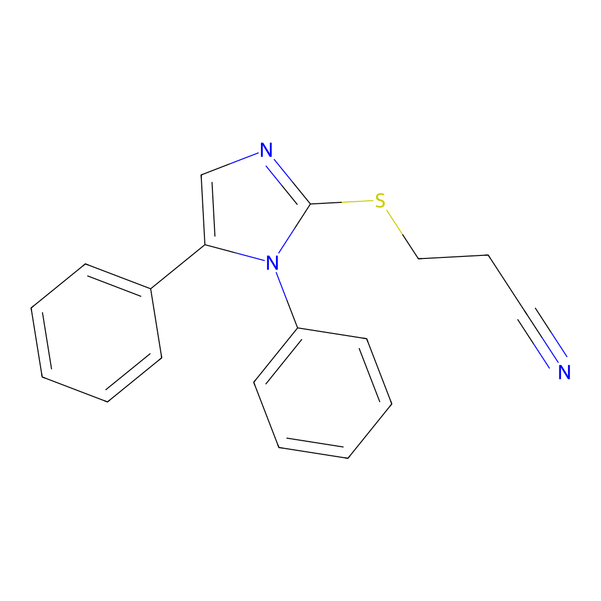 3-((1,5-diphenyl-1H-imidazol-2-yl)thio)propanenitrile molecular structure, CAS 1207005-79-5
