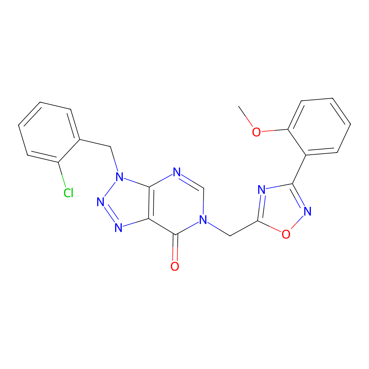 3-(2-chlorobenzyl)-6-((3-(2-methoxyphenyl)-1,2,4-oxadiazol-5-yl)methyl)-3H-[1,2,3]triazolo[4,5-d]pyrimidin-7(6H)-one molecular structure, CAS 1207005-86-4