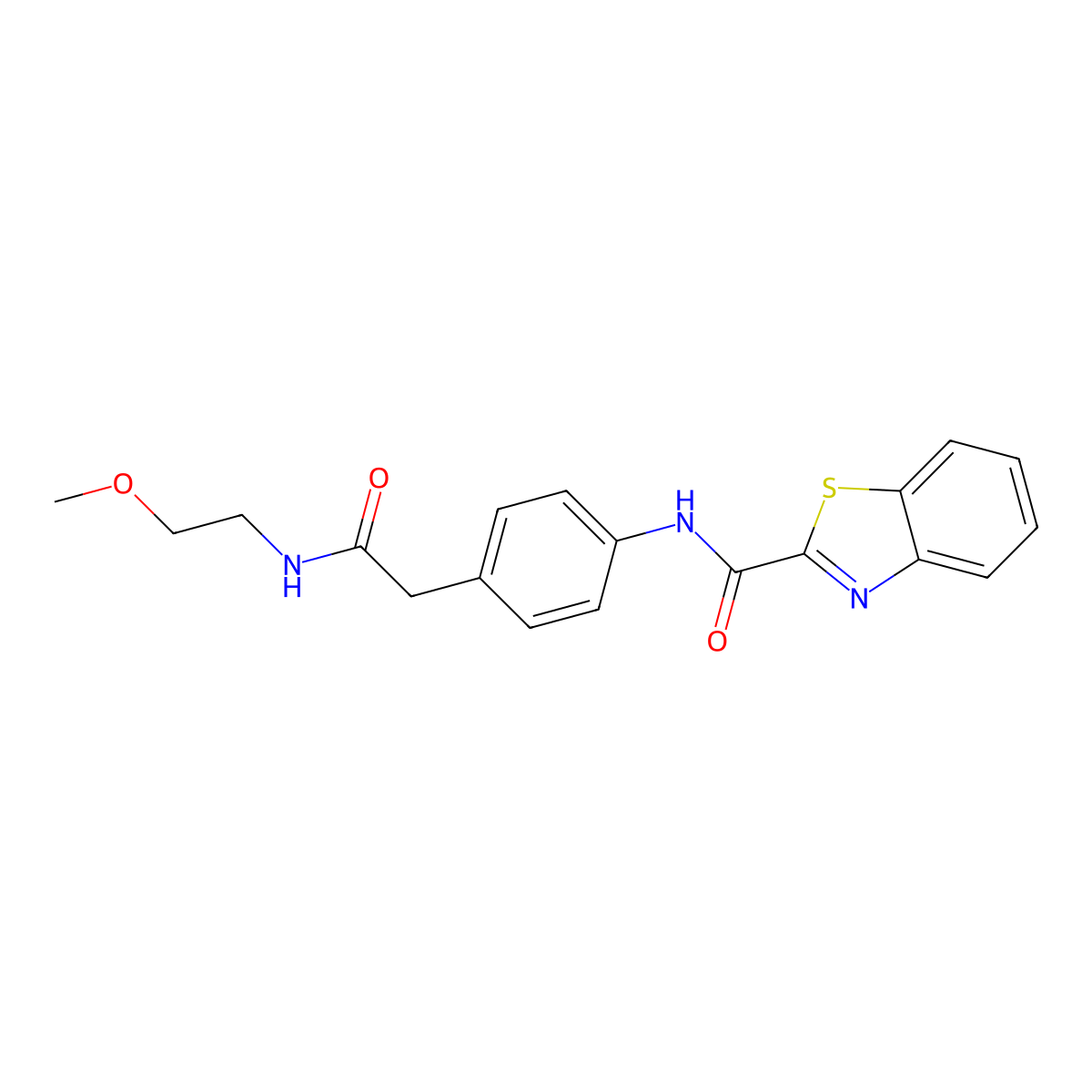 N-(4-(2-((2-methoxyethyl)amino)-2-oxoethyl)phenyl)benzo[d]thiazole-2-carboxamide molecular structure, CAS 1207005-89-7