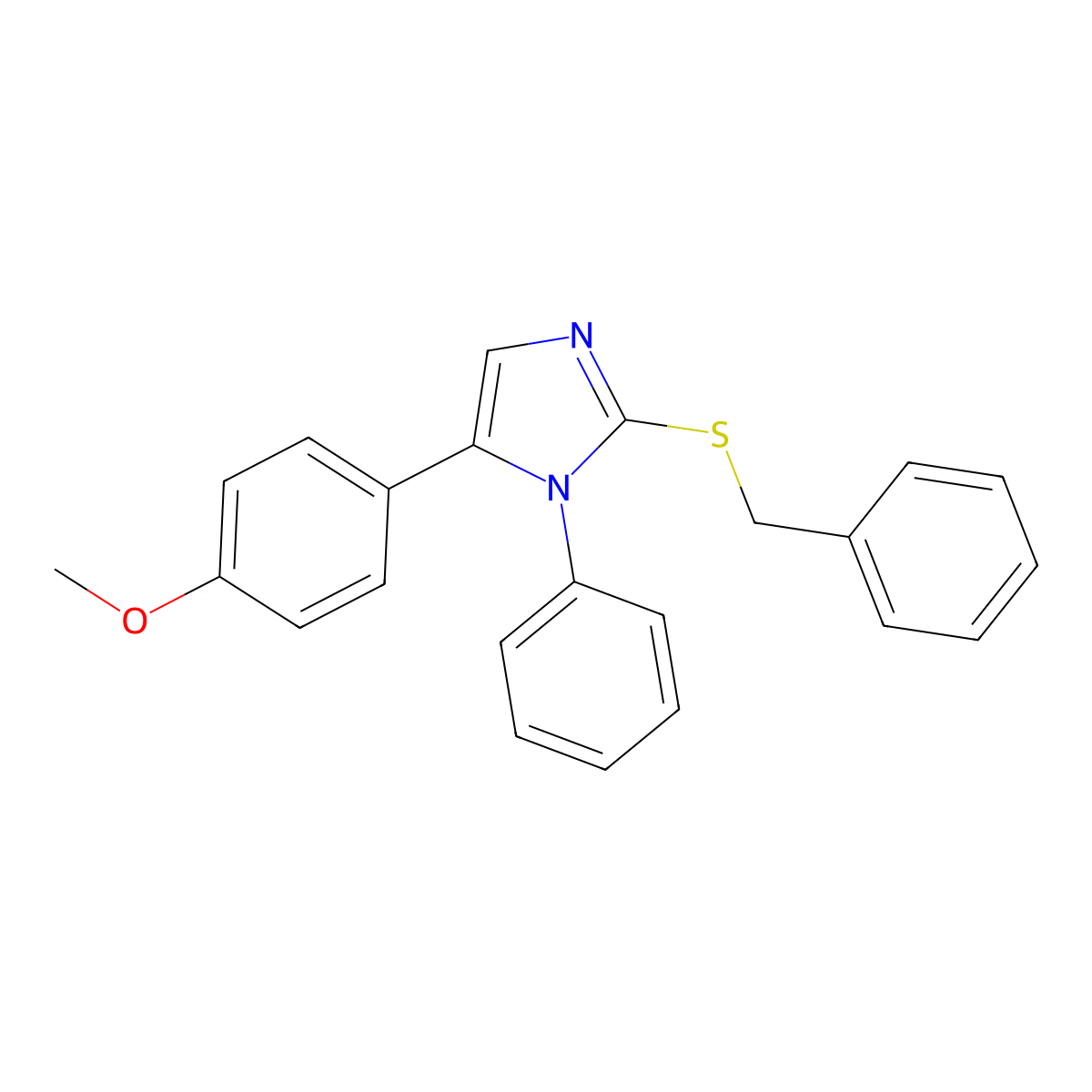2-(benzylthio)-5-(4-methoxyphenyl)-1-phenyl-1H-imidazole molecular structure, CAS 1207005-93-3