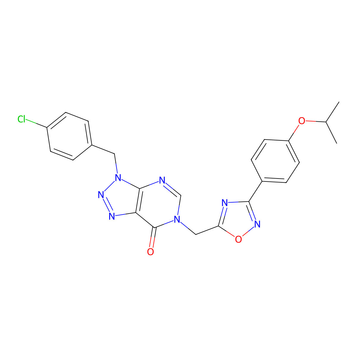 3-(4-chlorobenzyl)-6-((3-(4-isopropoxyphenyl)-1,2,4-oxadiazol-5-yl)methyl)-3H-[1,2,3]triazolo[4,5-d]pyrimidin-7(6H)-one molecular structure, CAS 1207005-96-6