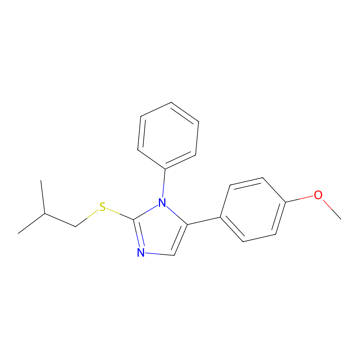 2-(isobutylthio)-5-(4-methoxyphenyl)-1-phenyl-1H-imidazole molecular structure, CAS 1207005-98-8