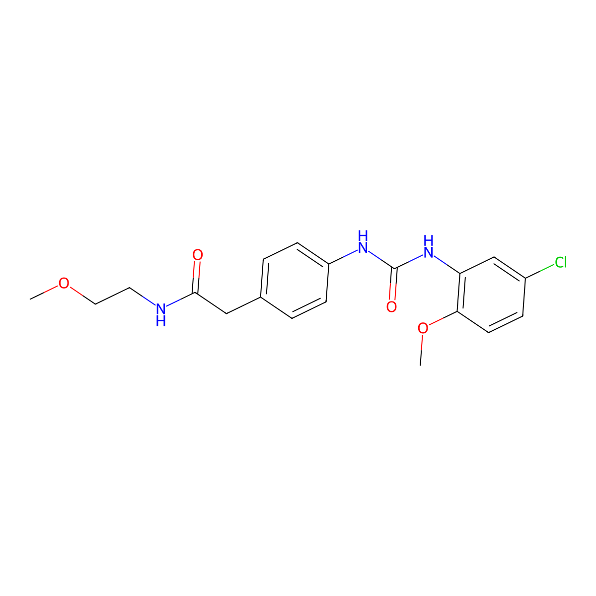 2-(4-(3-(5-chloro-2-methoxyphenyl)ureido)phenyl)-N-(2-methoxyethyl)acetamide molecular structure, CAS 1207006-06-1