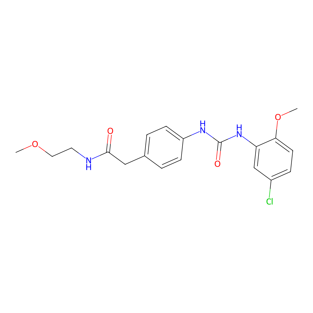 2-(4-(3-(5-chloro-2-methoxyphenyl)ureido)phenyl)-N-(2-methoxyethyl)acetamide molecular structure, CAS 1207006-06-1