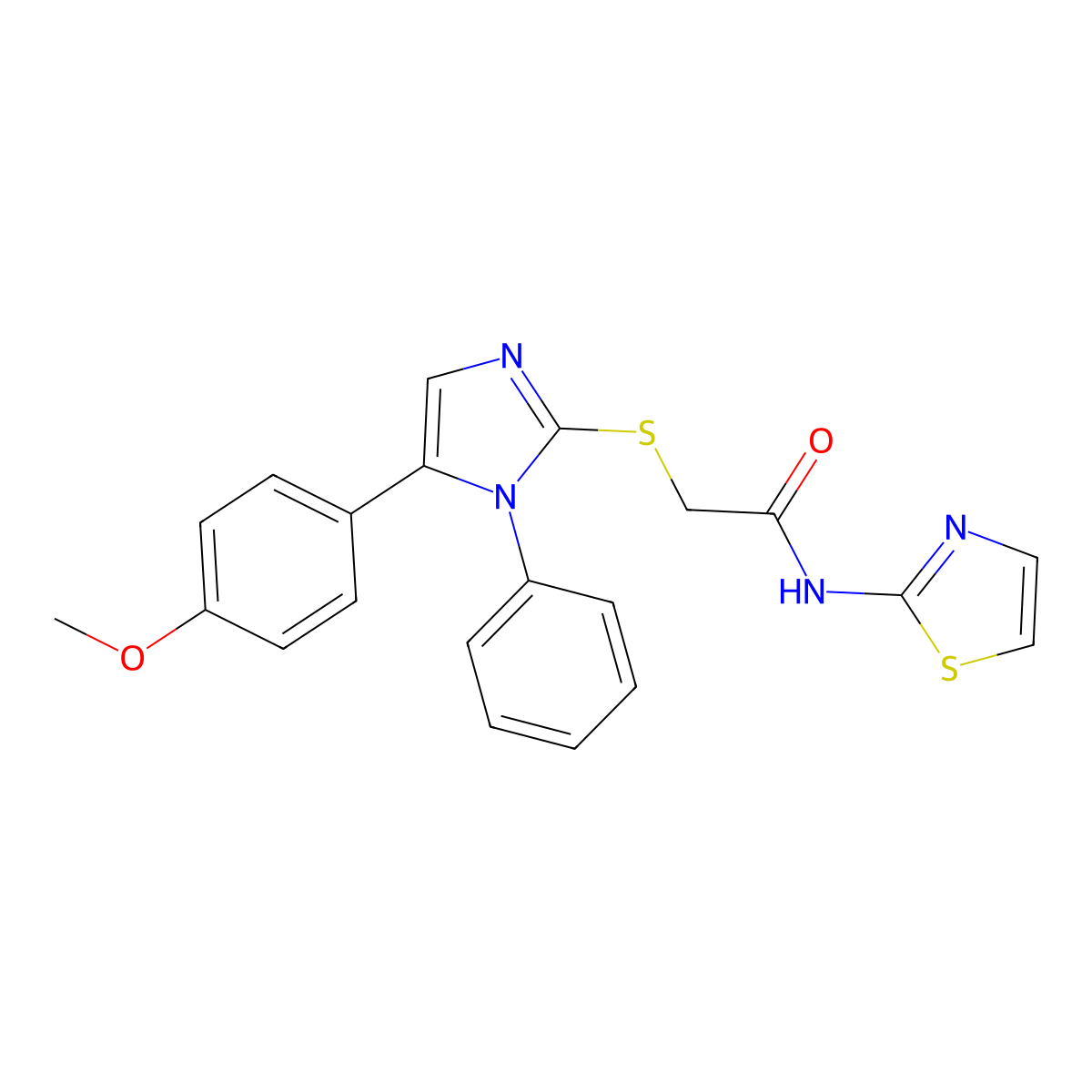 2-((5-(4-methoxyphenyl)-1-phenyl-1H-imidazol-2-yl)thio)-N-(thiazol-2-yl)acetamide molecular structure, CAS 1207006-08-3