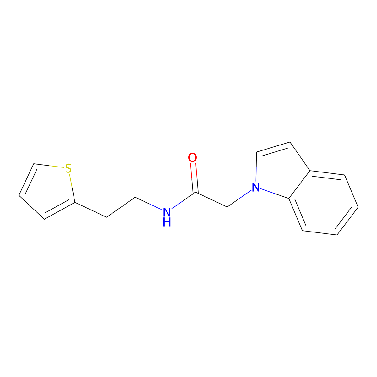 2-(1H-indol-1-yl)-N-[2-(thiophen-2-yl)ethyl]acetamide molecular structure, CAS 1207006-09-4