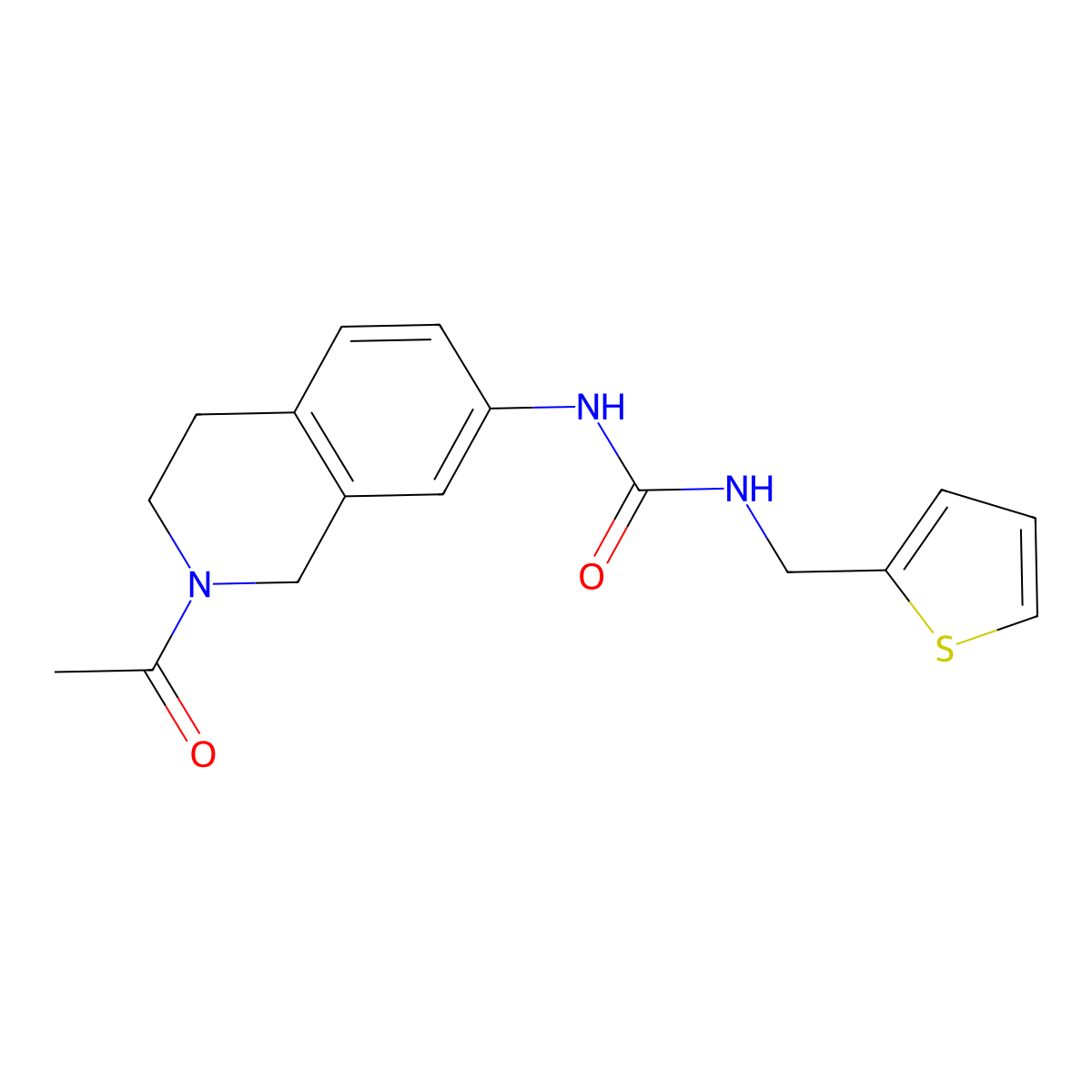 1-(2-Acetyl-1,2,3,4-tetrahydroisoquinolin-7-yl)-3-(thiophen-2-ylmethyl)urea molecular structure, CAS 1207006-13-0