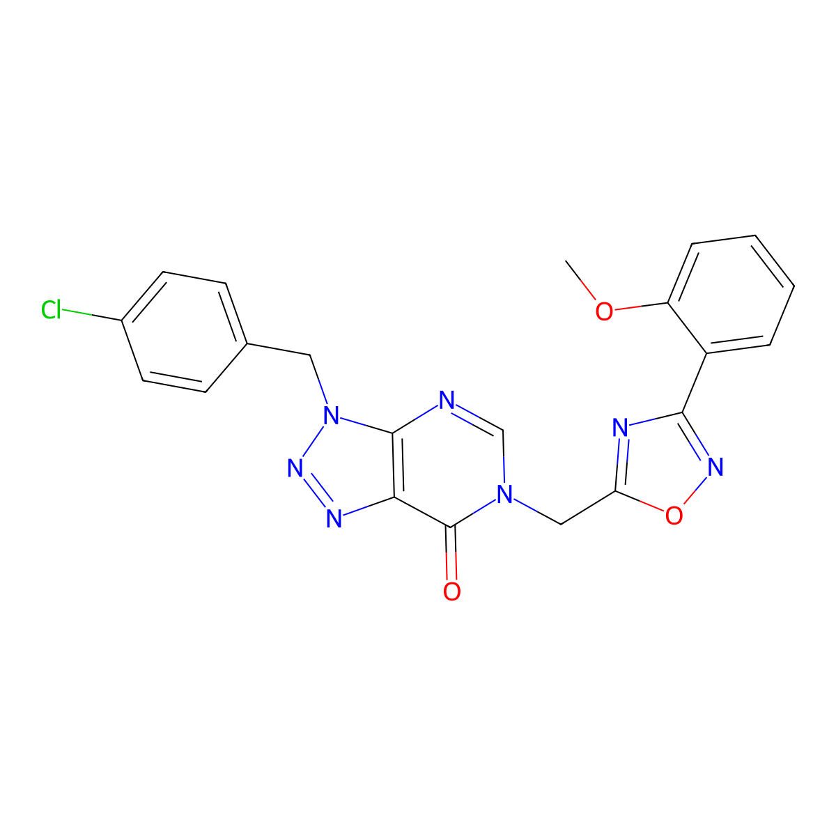 3-(4-chlorobenzyl)-6-((3-(2-methoxyphenyl)-1,2,4-oxadiazol-5-yl)methyl)-3H-[1,2,3]triazolo[4,5-d]pyrimidin-7(6H)-one molecular structure, CAS 1207006-14-1