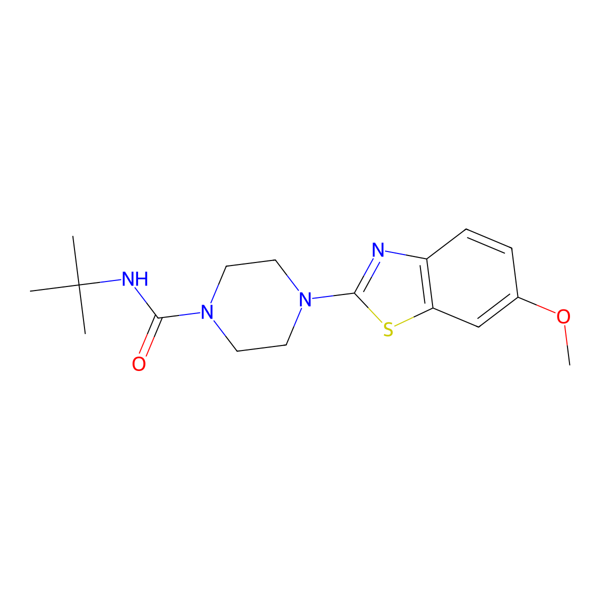 N-(tert-butyl)-4-(6-methoxybenzo[d]thiazol-2-yl)piperazine-1-carboxamide molecular structure, CAS 1207006-18-5