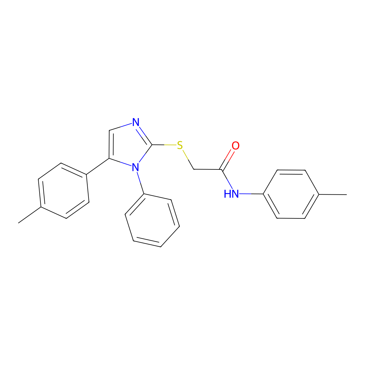 2-((1-phenyl-5-(p-tolyl)-1H-imidazol-2-yl)thio)-N-(p-tolyl)acetamide molecular structure, CAS 1207006-19-6