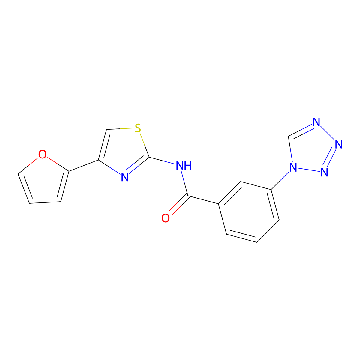 N-(4-(furan-2-yl)thiazol-2-yl)-3-(1H-tetrazol-1-yl)benzamide molecular structure, CAS 1207006-20-9