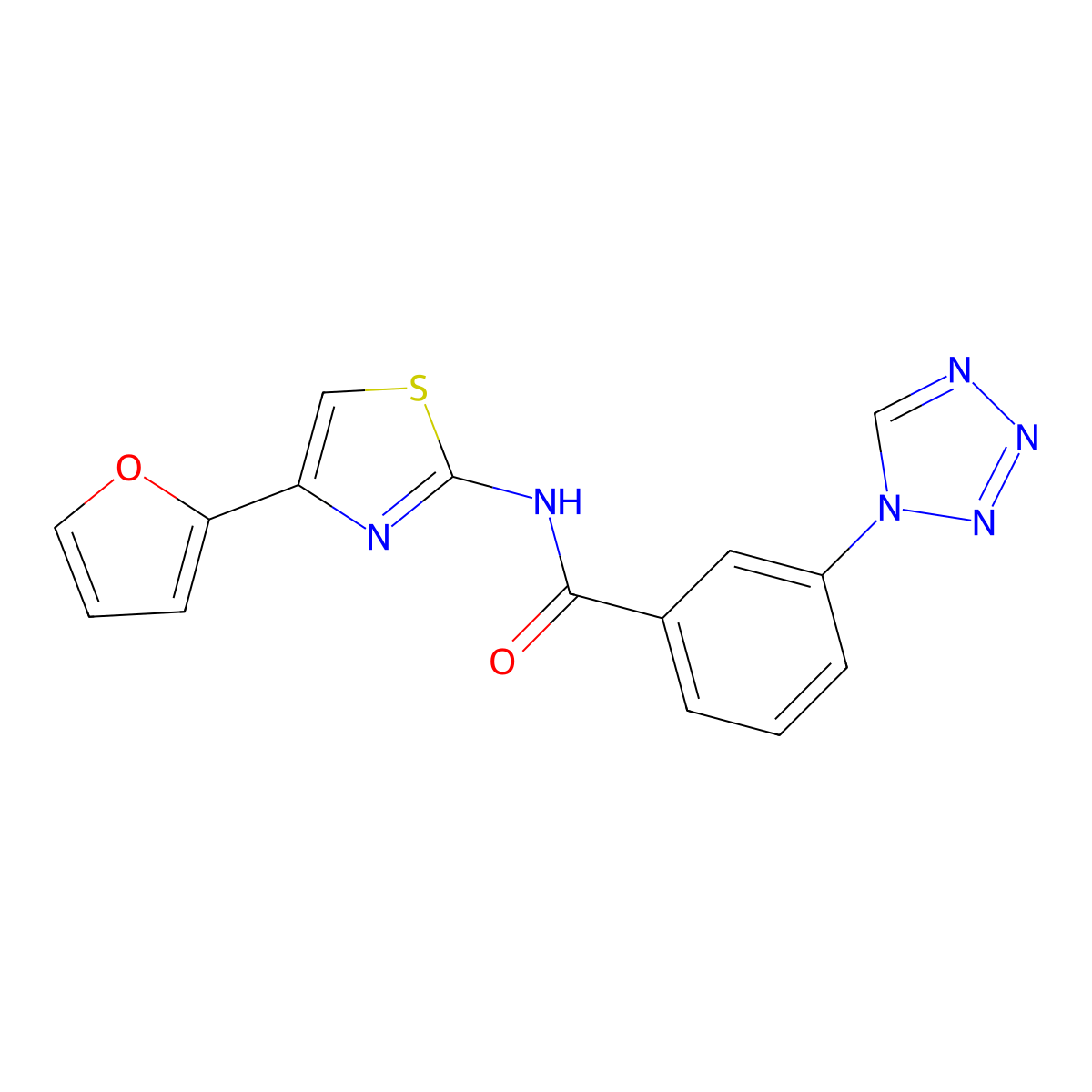 N-(4-(furan-2-yl)thiazol-2-yl)-3-(1H-tetrazol-1-yl)benzamide molecular structure, CAS 1207006-20-9