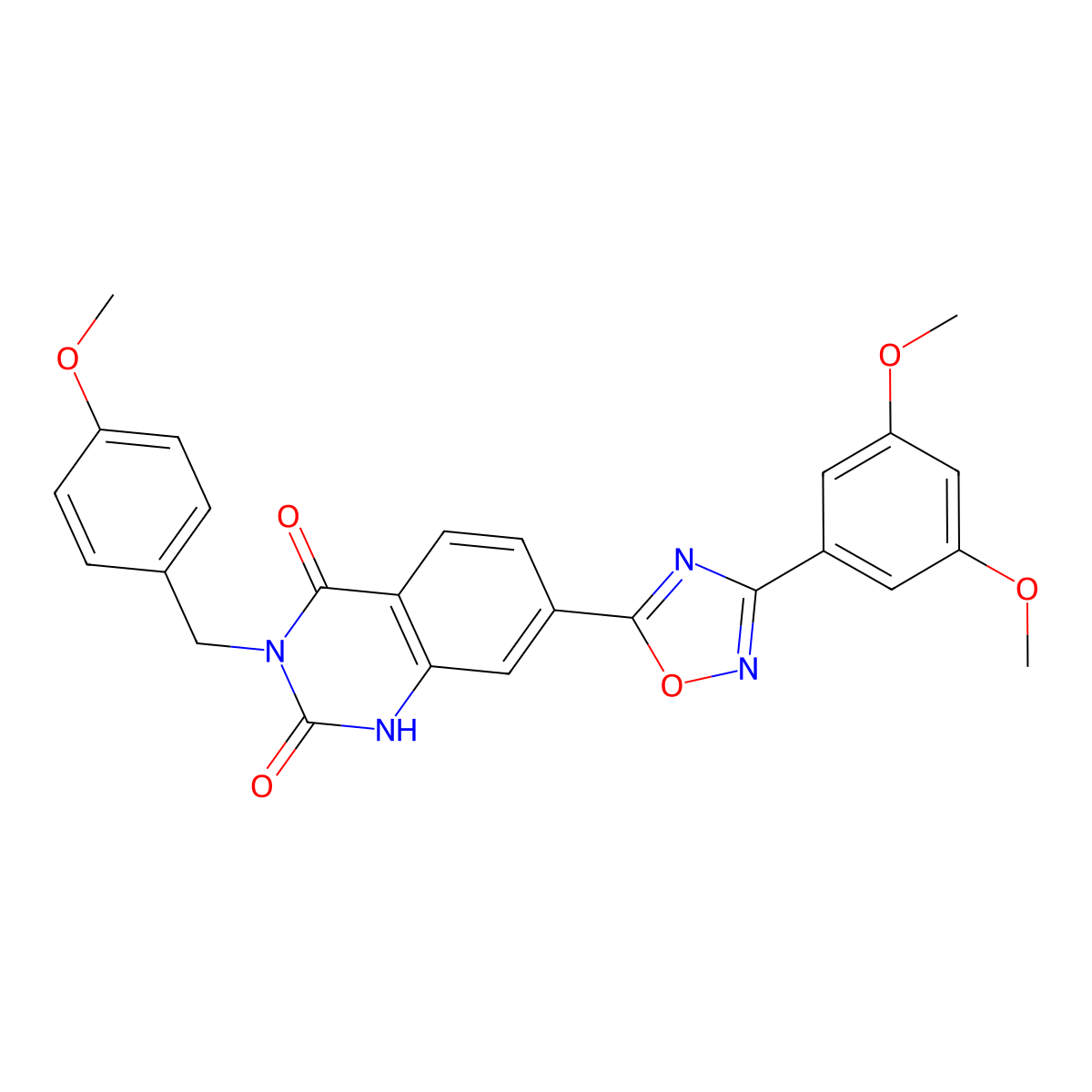 7-[3-(3,5-Dimethoxyphenyl)-1,2,4-oxadiazol-5-yl]-3-[(4-methoxyphenyl)methyl]-1,2,3,4-tetrahydroquinazoline-2,4-dione molecular structure, CAS 1207006-24-3