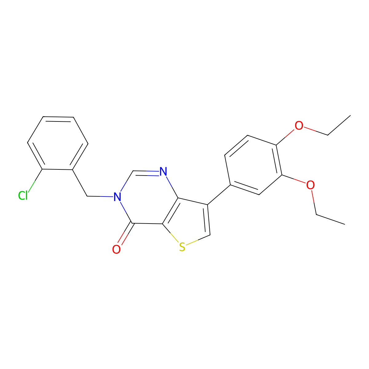 3-(2-chlorobenzyl)-7-(3,4-diethoxyphenyl)thieno[3,2-d]pyrimidin-4(3H)-one molecular structure, CAS 1207006-31-2