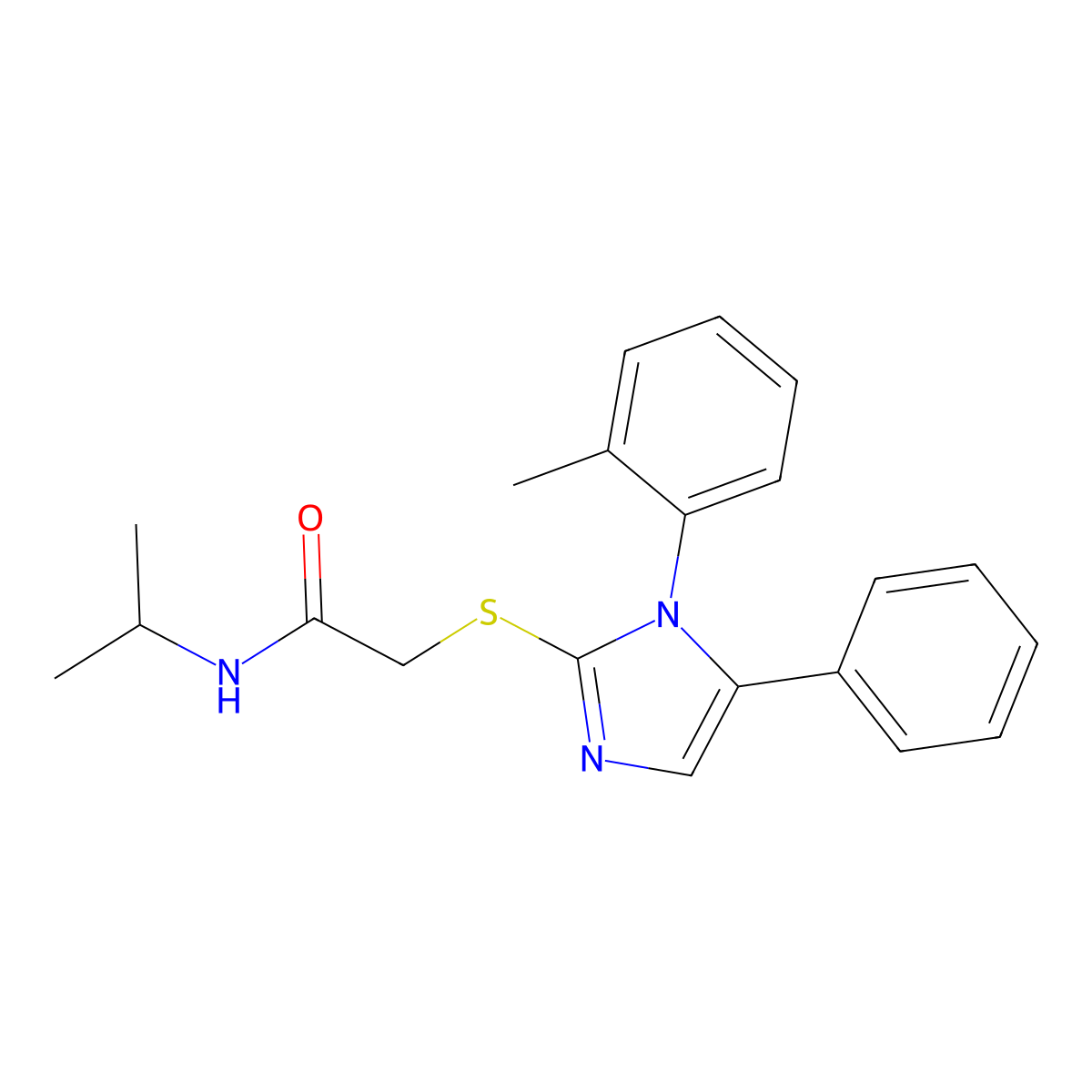 N-isopropyl-2-((5-phenyl-1-(o-tolyl)-1H-imidazol-2-yl)thio)acetamide molecular structure, CAS 1207006-41-4