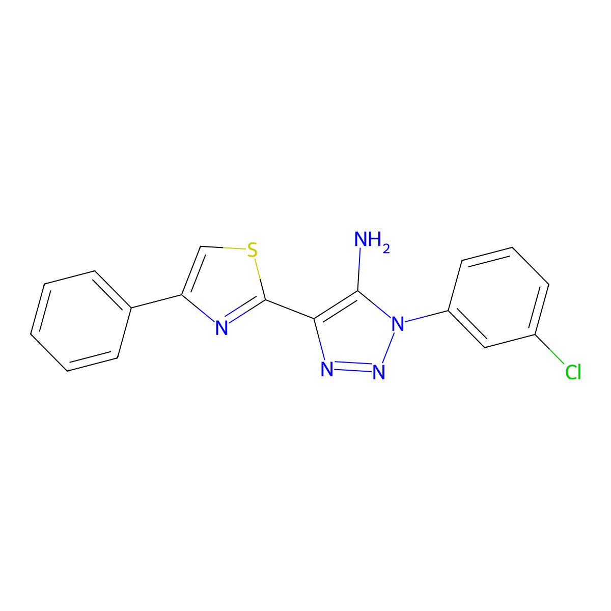 1-(3-chlorophenyl)-4-(4-phenyl-1,3-thiazol-2-yl)-1H-1,2,3-triazol-5-amine molecular structure, CAS 1207006-47-0