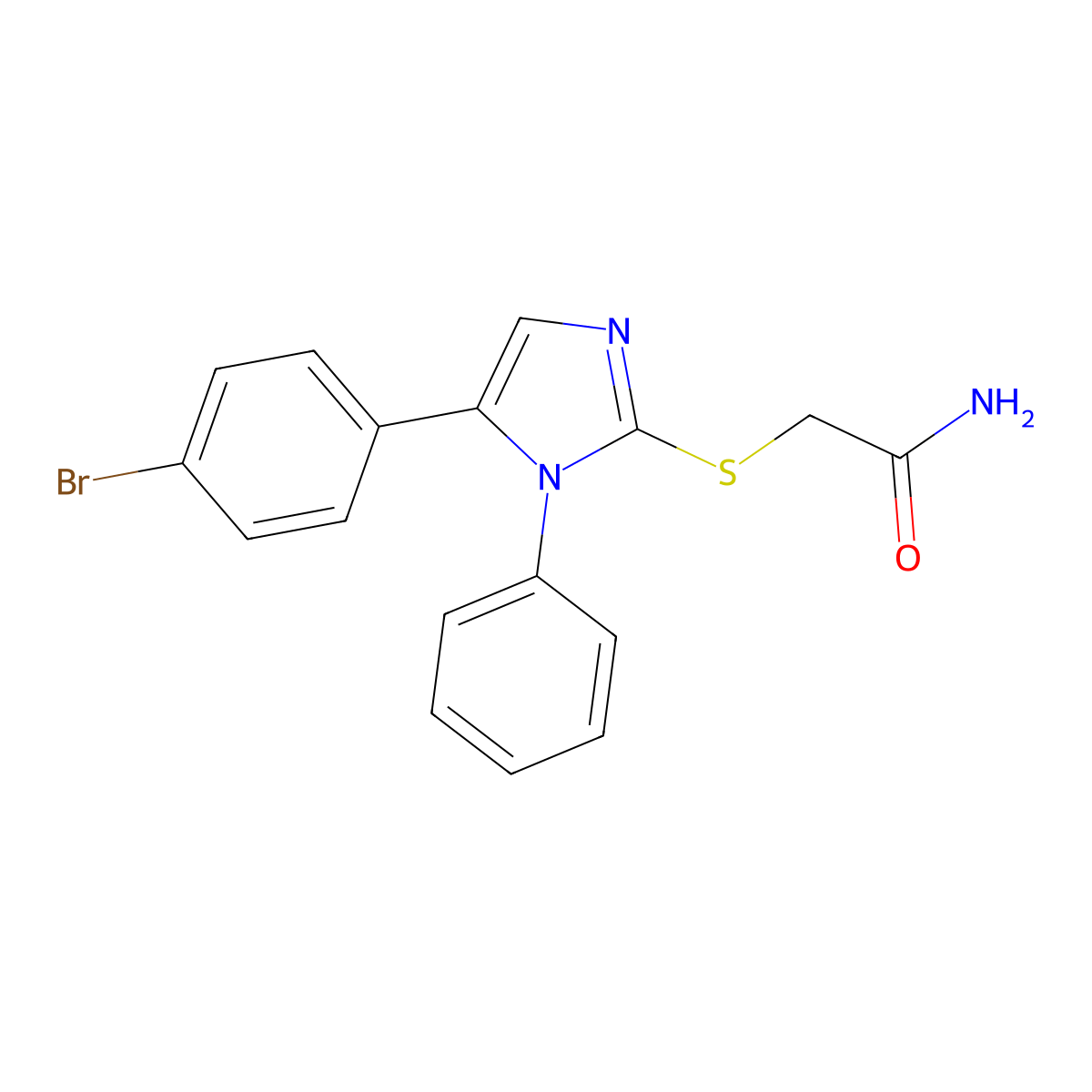 2-((5-(4-bromophenyl)-1-phenyl-1H-imidazol-2-yl)thio)acetamide molecular structure, CAS 1207006-59-4