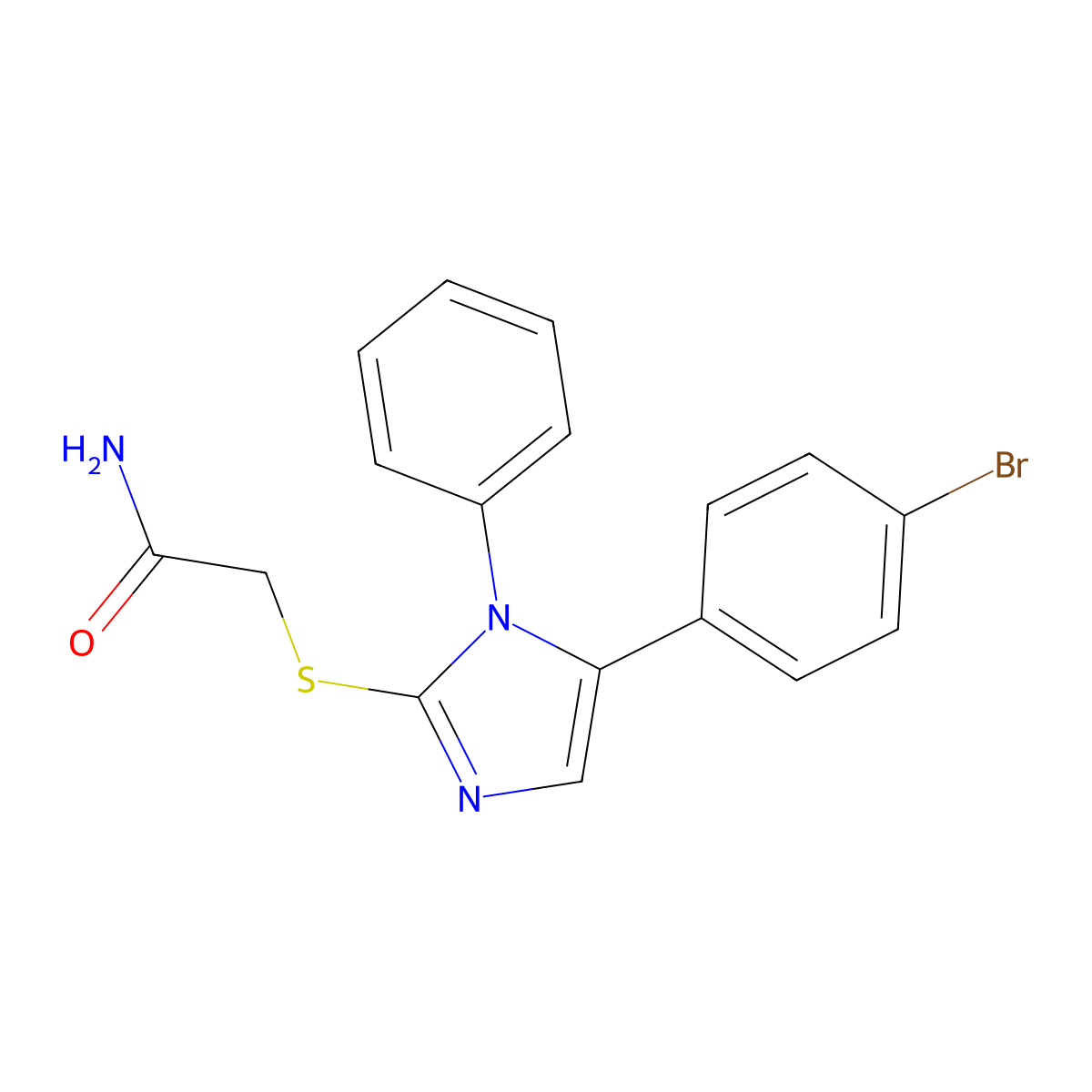 2-((5-(4-bromophenyl)-1-phenyl-1H-imidazol-2-yl)thio)acetamide molecular structure, CAS 1207006-59-4