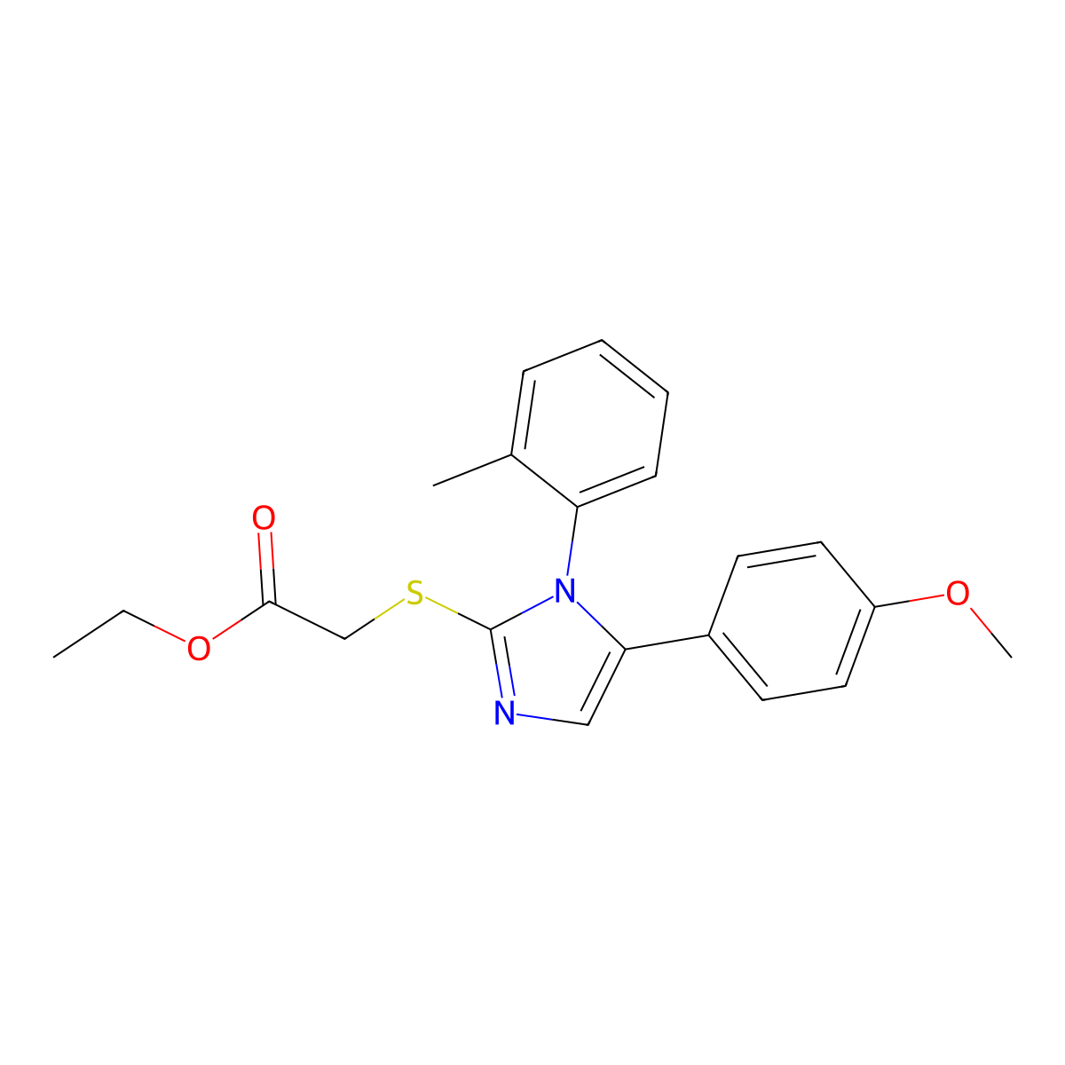 ethyl 2-((5-(4-methoxyphenyl)-1-(o-tolyl)-1H-imidazol-2-yl)thio)acetate molecular structure, CAS 1207006-60-7
