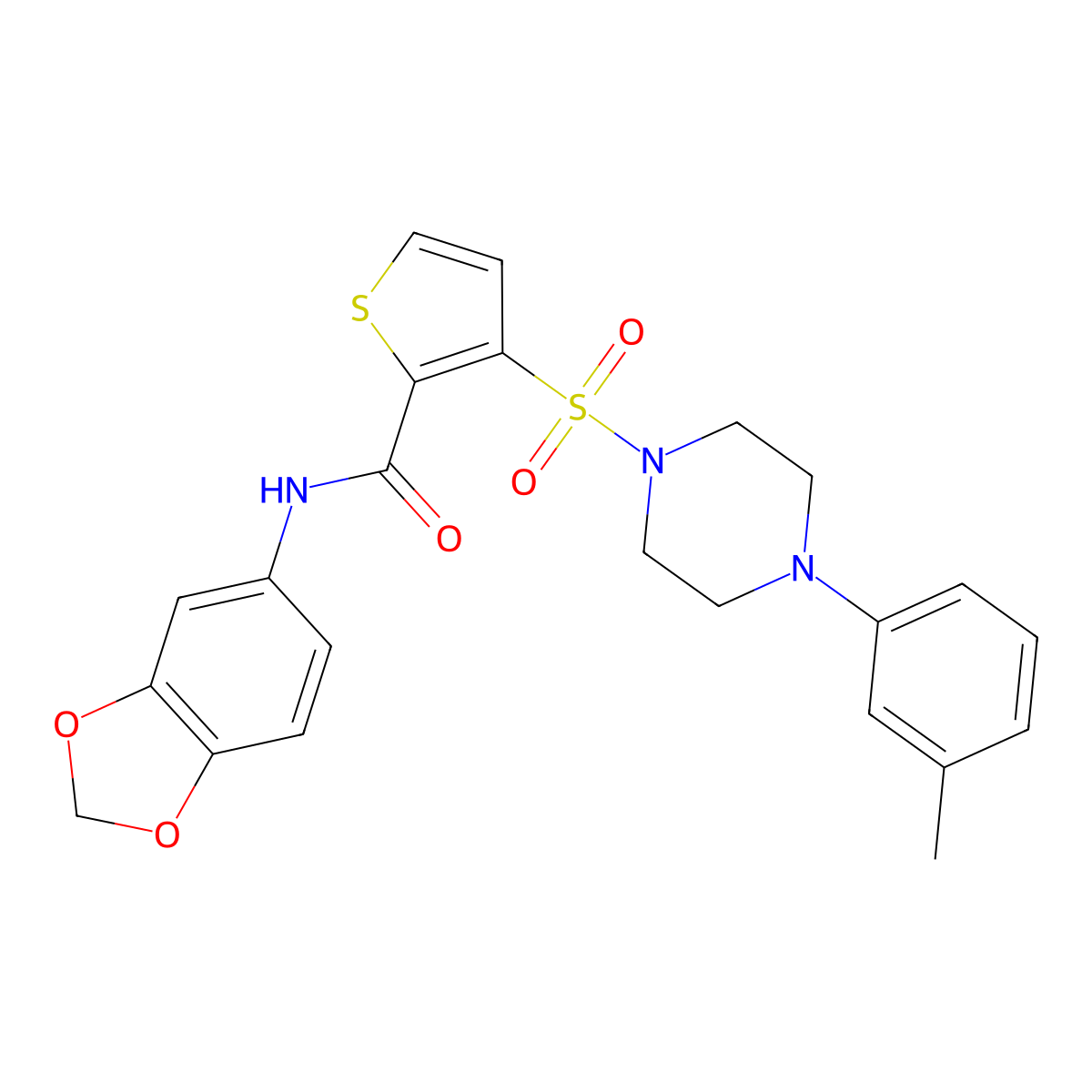 N-(2H-1,3-benzodioxol-5-yl)-3-{[4-(3-methylphenyl)piperazin-1-yl]sulfonyl}thiophene-2-carboxamide molecular structure, CAS 1207006-62-9