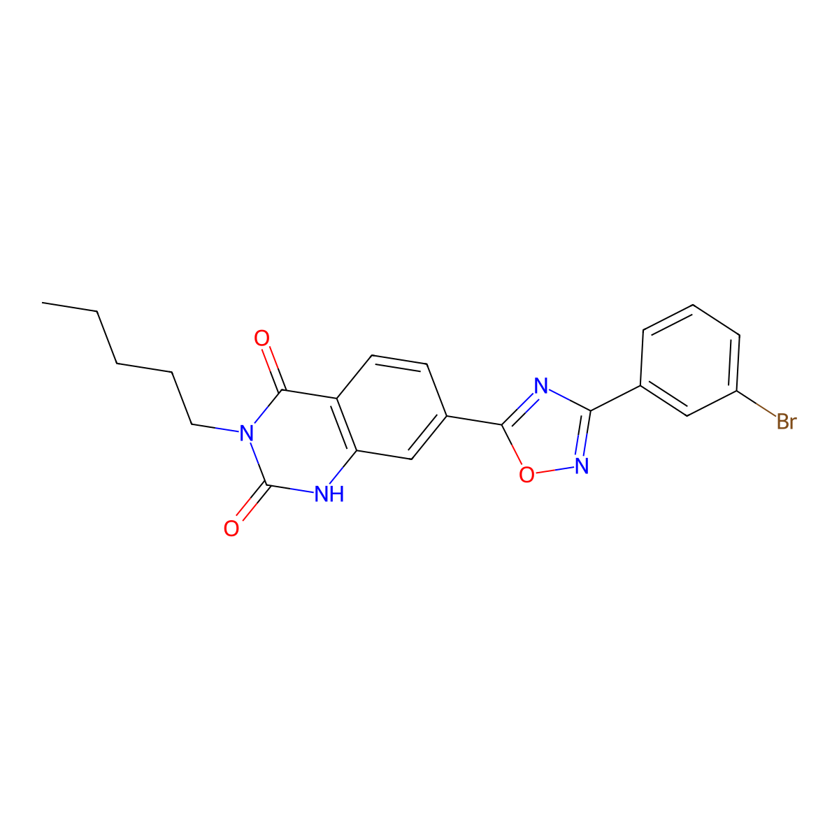 7-(3-(3-bromophenyl)-1,2,4-oxadiazol-5-yl)-3-pentylquinazoline-2,4(1H,3H)-dione molecular structure, CAS 1207006-67-4