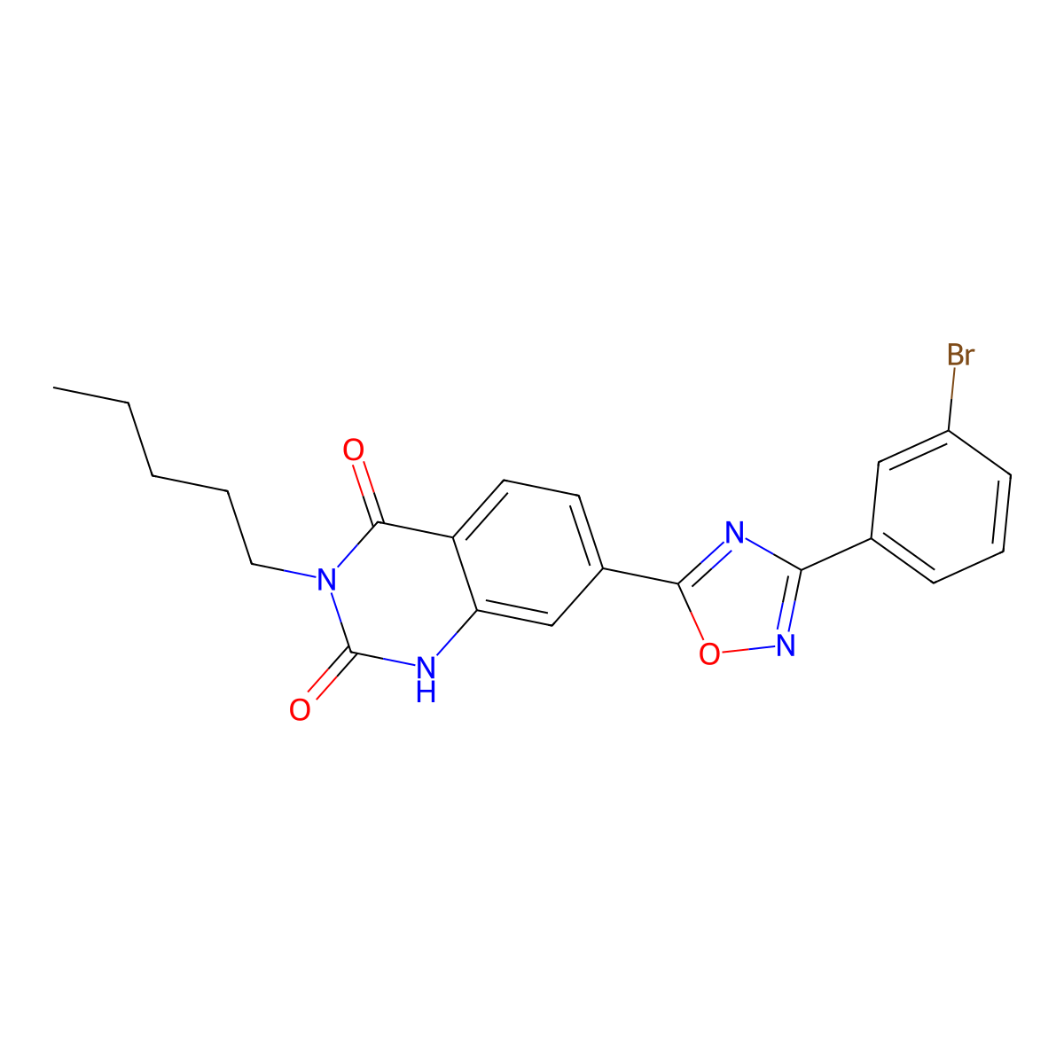 7-(3-(3-bromophenyl)-1,2,4-oxadiazol-5-yl)-3-pentylquinazoline-2,4(1H,3H)-dione molecular structure, CAS 1207006-67-4