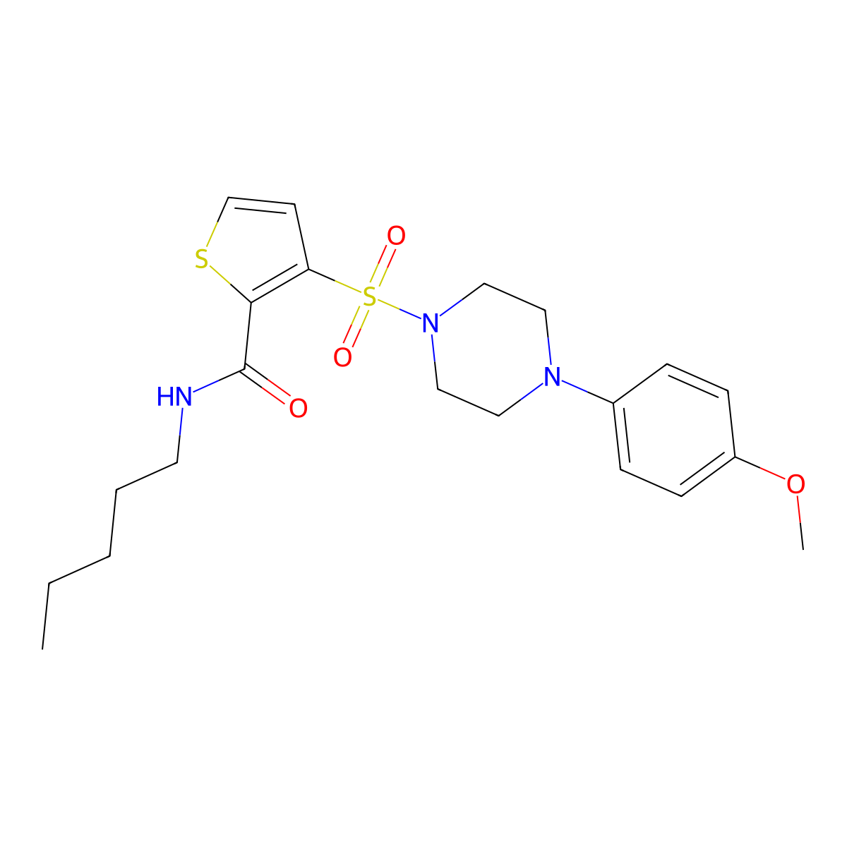 3-{[4-(4-methoxyphenyl)piperazin-1-yl]sulfonyl}-N-pentylthiophene-2-carboxamide molecular structure, CAS 1207006-72-1