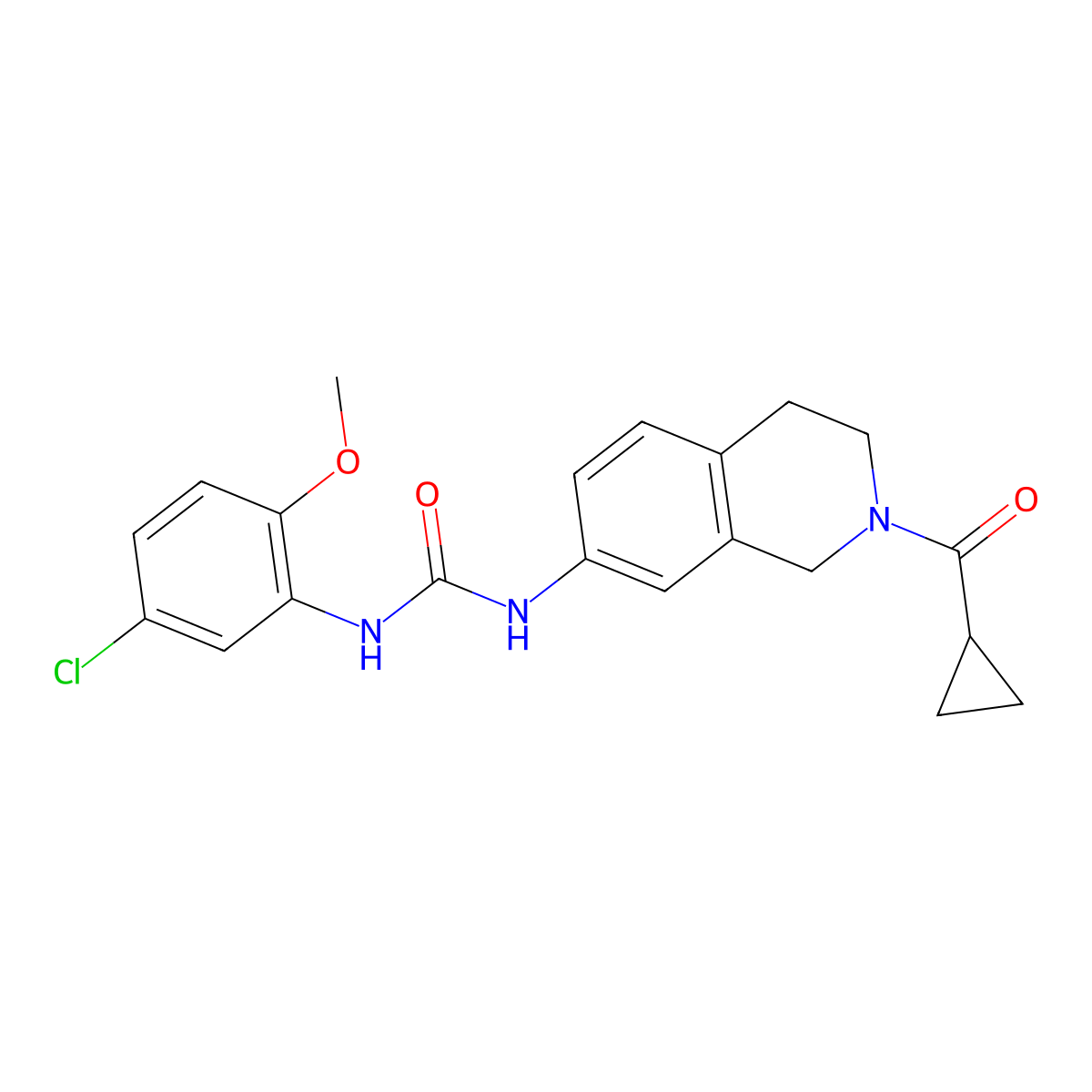 3-(5-Chloro-2-methoxyphenyl)-1-(2-cyclopropanecarbonyl-1,2,3,4-tetrahydroisoquinolin-7-yl)urea molecular structure, CAS 1207006-76-5
