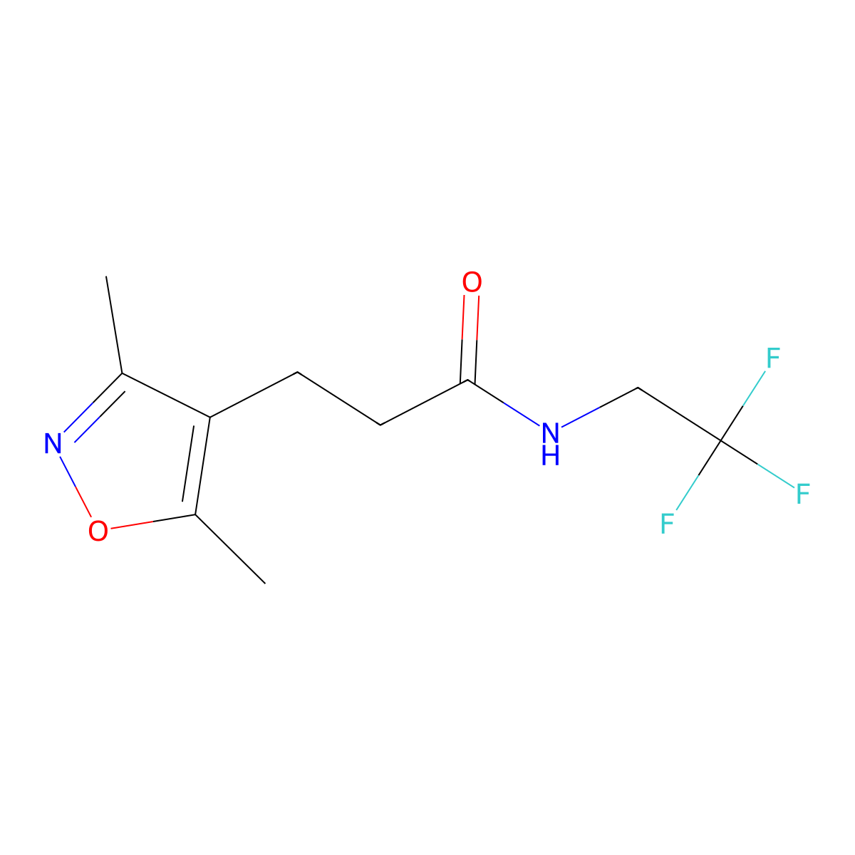 3-(3,5-dimethyl-1,2-oxazol-4-yl)-N-(2,2,2-trifluoroethyl)propanamide molecular structure, CAS 1207006-95-8
