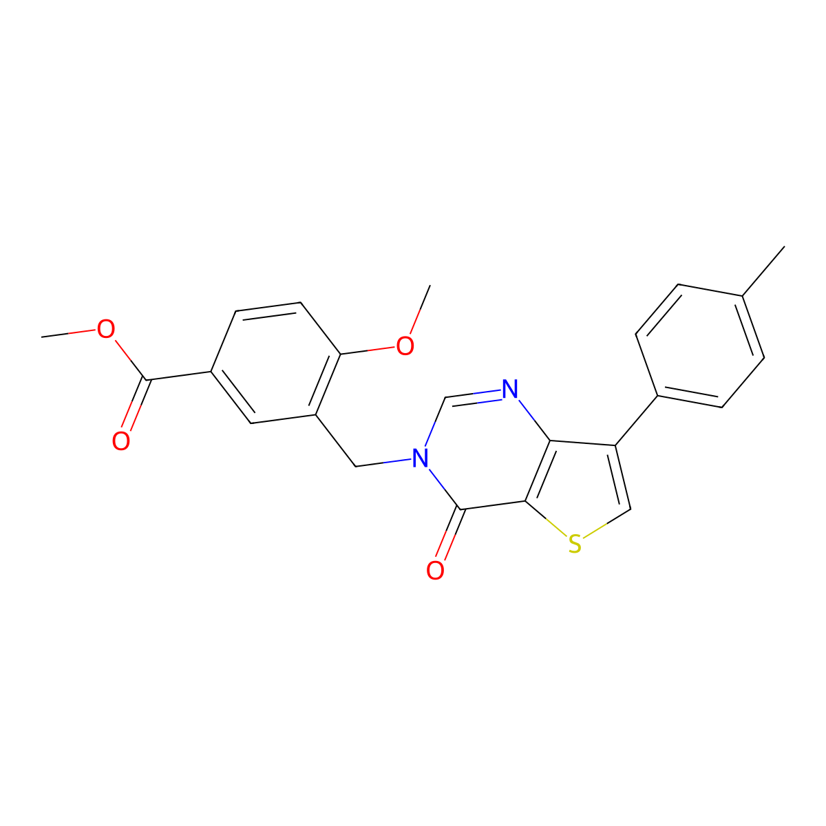 methyl 4-methoxy-3-((4-oxo-7-(p-tolyl)thieno[3,2-d]pyrimidin-3(4H)-yl)methyl)benzoate molecular structure, CAS 1207006-99-2