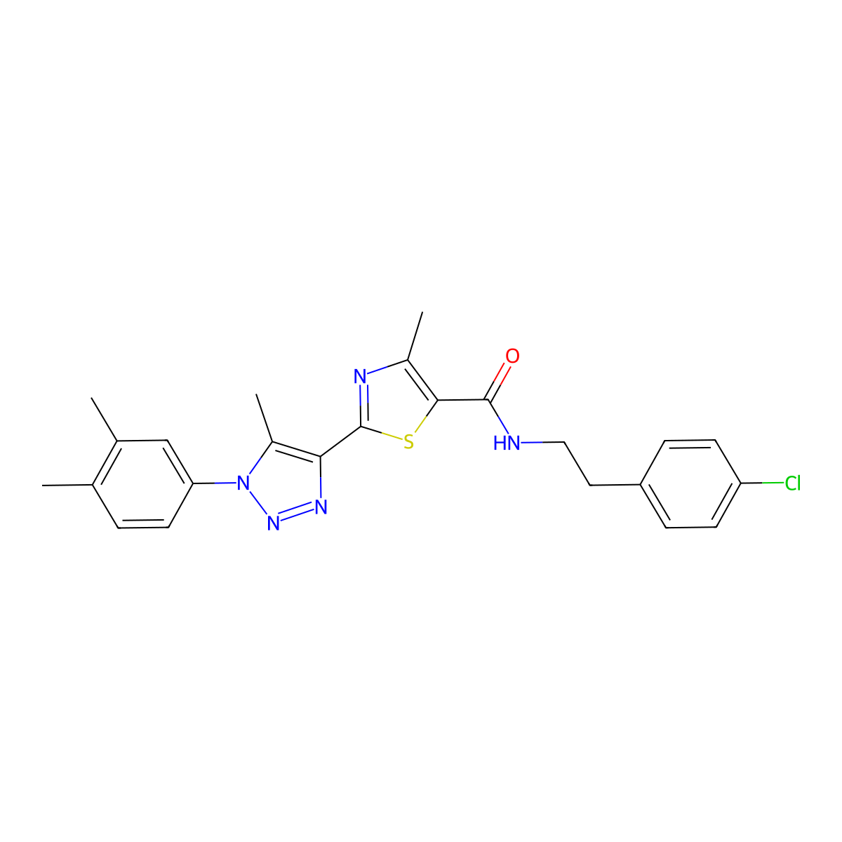N-(4-chlorophenethyl)-2-(1-(3,4-dimethylphenyl)-5-methyl-1H-1,2,3-triazol-4-yl)-4-methylthiazole-5-carboxamide molecular structure, CAS 1207007-03-1