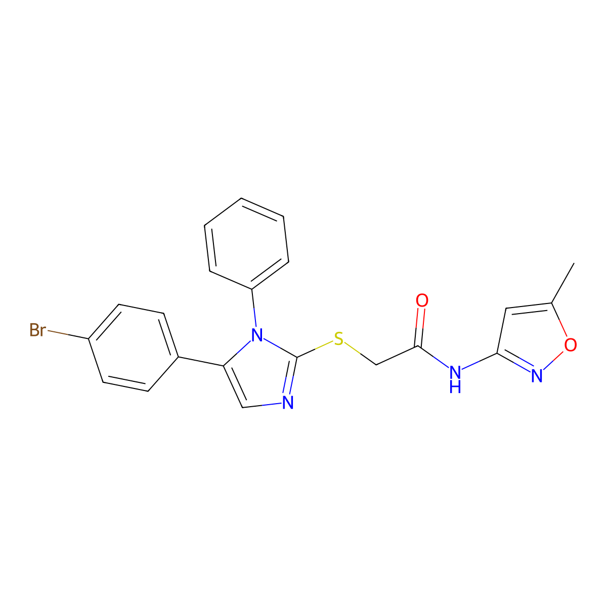 2-((5-(4-bromophenyl)-1-phenyl-1H-imidazol-2-yl)thio)-N-(5-methylisoxazol-3-yl)acetamide molecular structure, CAS 1207007-04-2