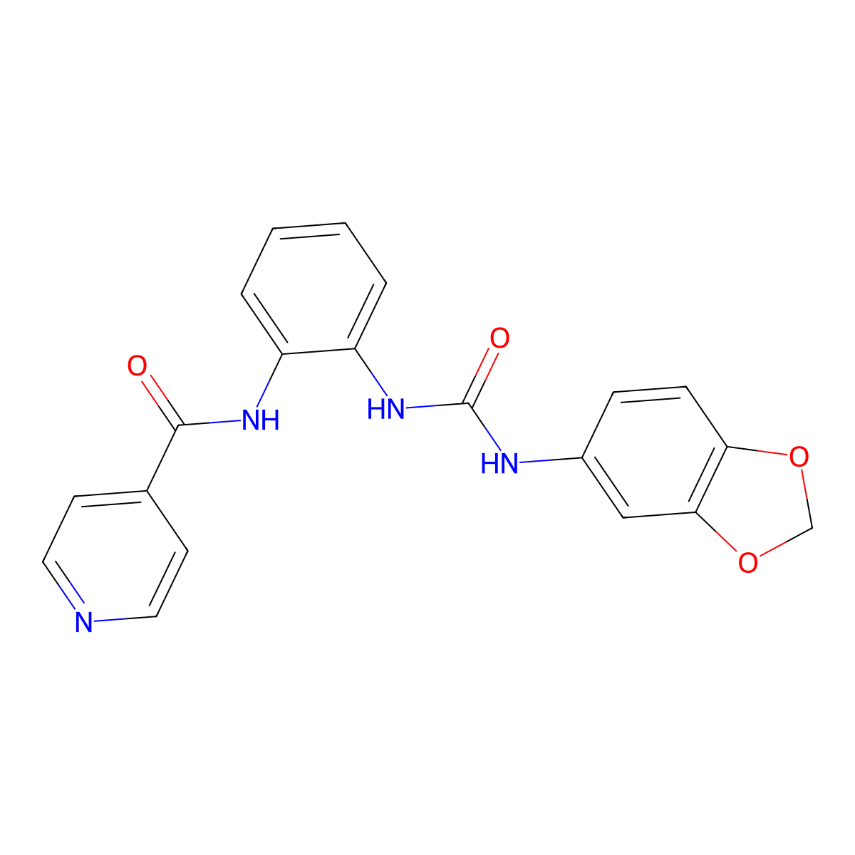 N-(2-(3-(benzo[d][1,3]dioxol-5-yl)ureido)phenyl)isonicotinamide molecular structure, CAS 1207007-06-4