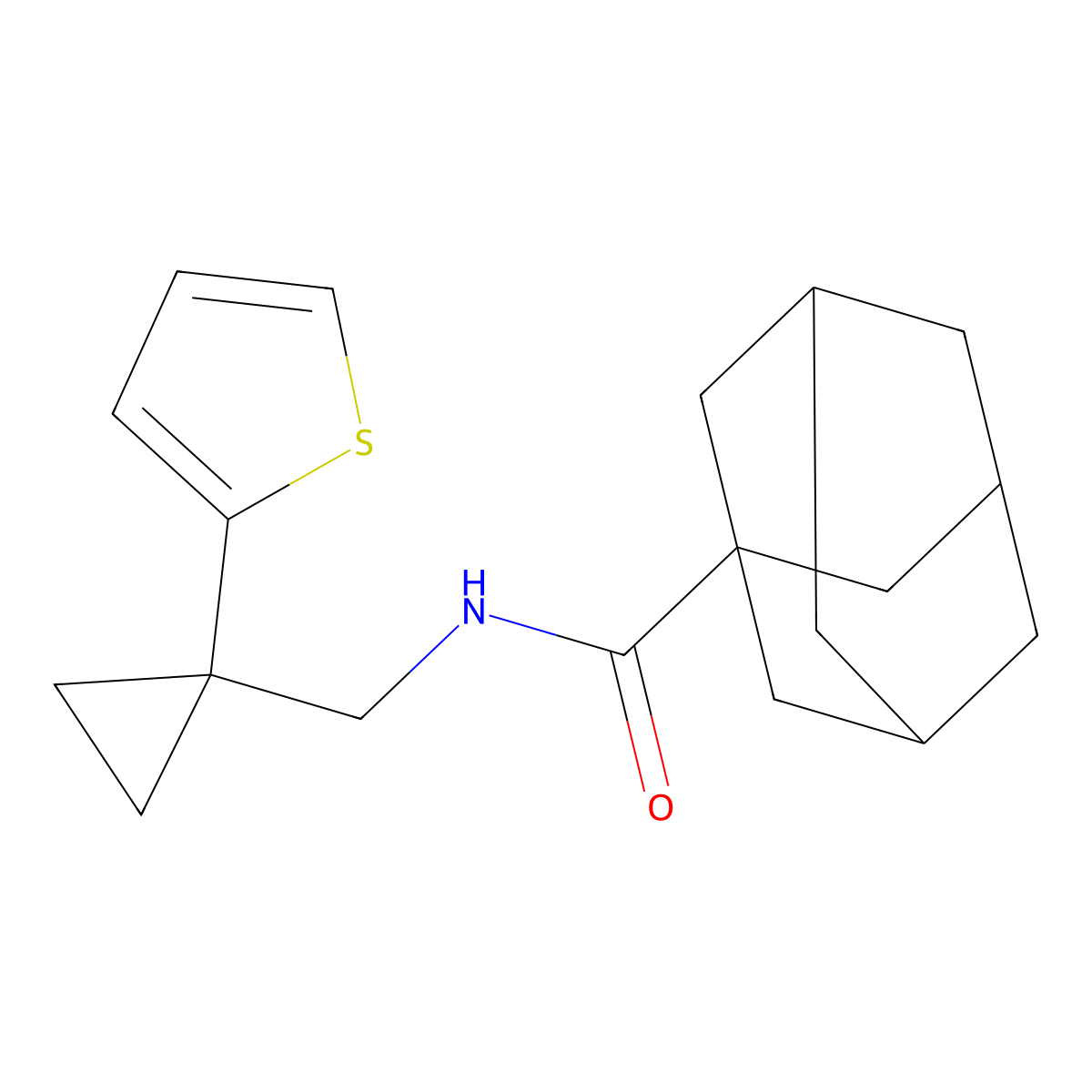 N-{[1-(thiophen-2-yl)cyclopropyl]methyl}adamantane-1-carboxamide molecular structure, CAS 1207007-08-6