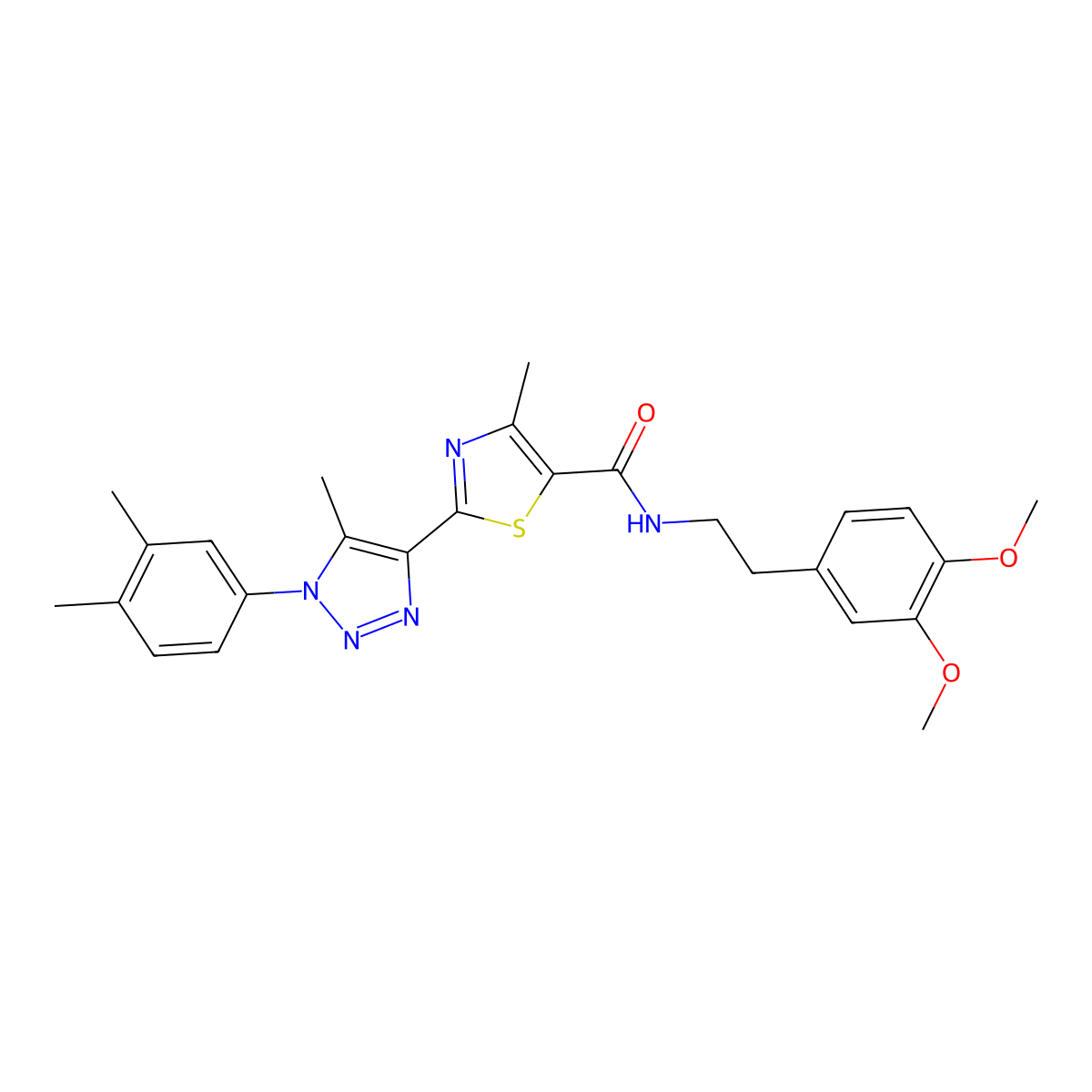 N-(3,4-dimethoxyphenethyl)-2-(1-(3,4-dimethylphenyl)-5-methyl-1H-1,2,3-triazol-4-yl)-4-methylthiazole-5-carboxamide molecular structure, CAS 1207007-10-0