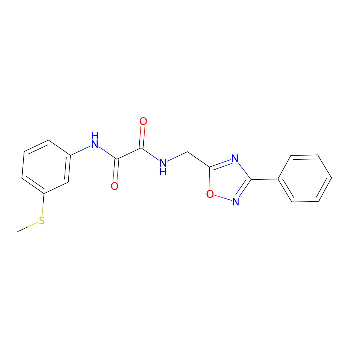 N1-(3-(methylthio)phenyl)-N2-((3-phenyl-1,2,4-oxadiazol-5-yl)methyl)oxalamide molecular structure, CAS 1207007-15-5